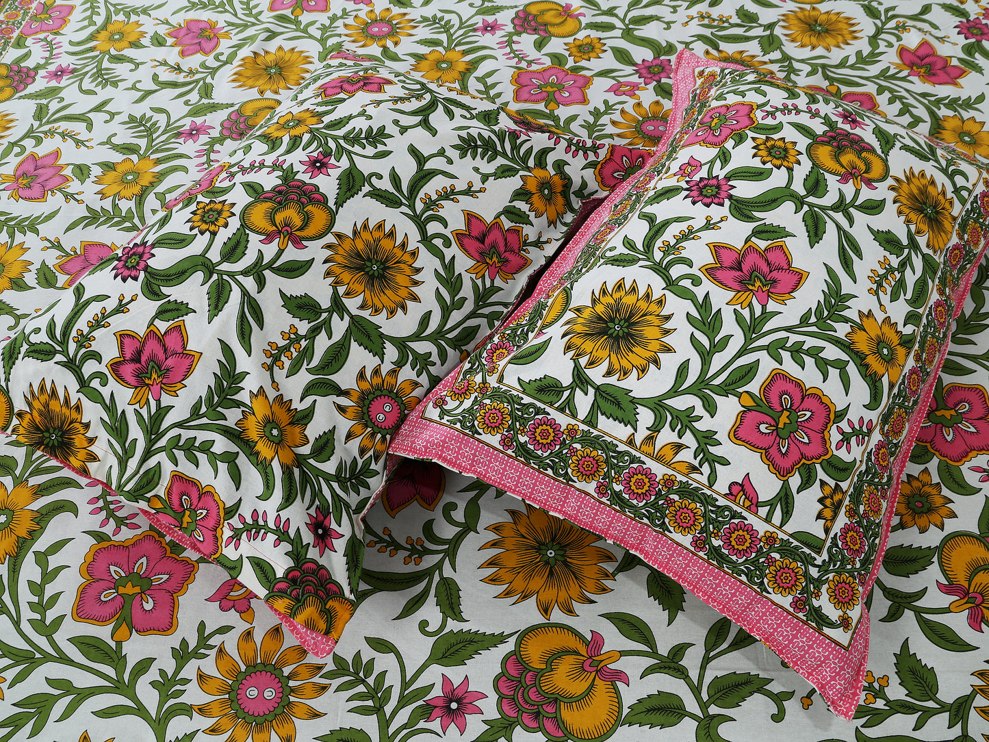 90/108 Fortune 100% Cotton Standard King Size Double Bedsheet with 2 Pillow Covers, Premium Comfort & Smooth Texture - HLB09