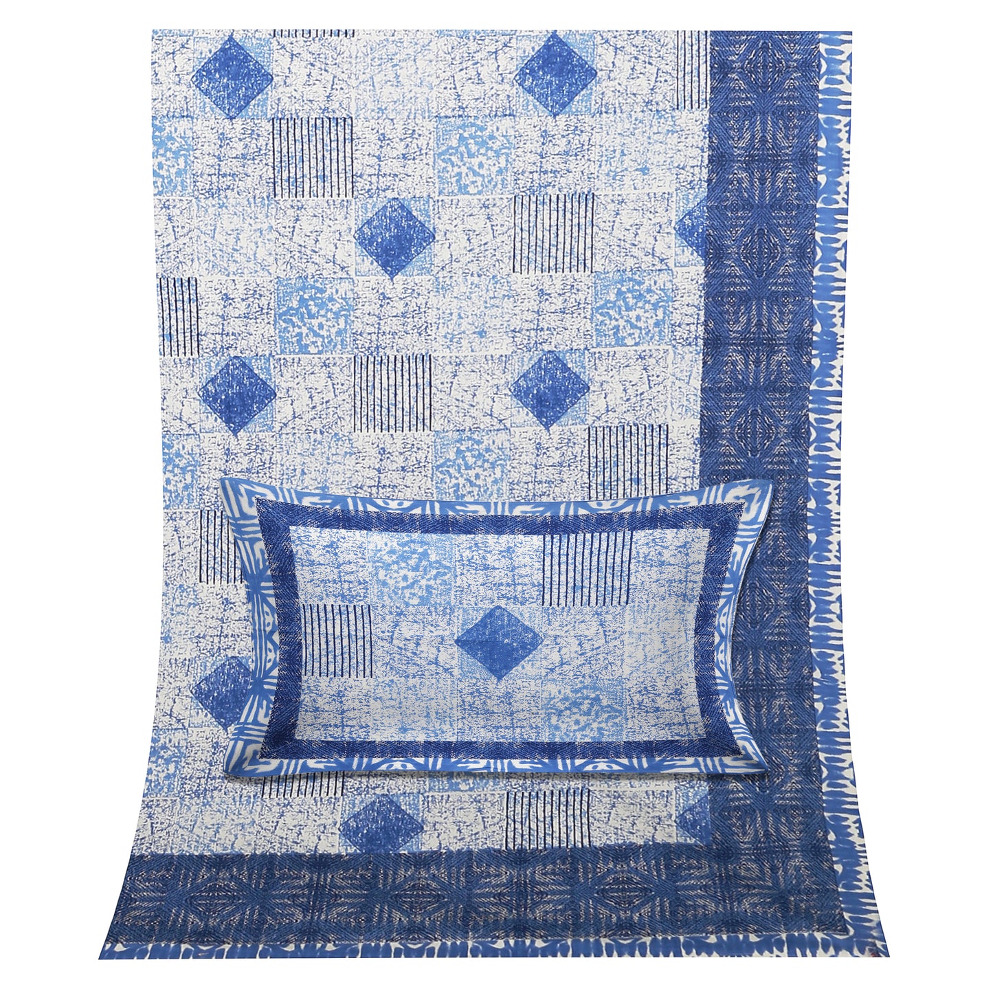 90/108 Fortune 100% Cotton Standard King Size Double Bedsheet with 2 Pillow Covers, Premium Comfort & Smooth Texture - HLB09