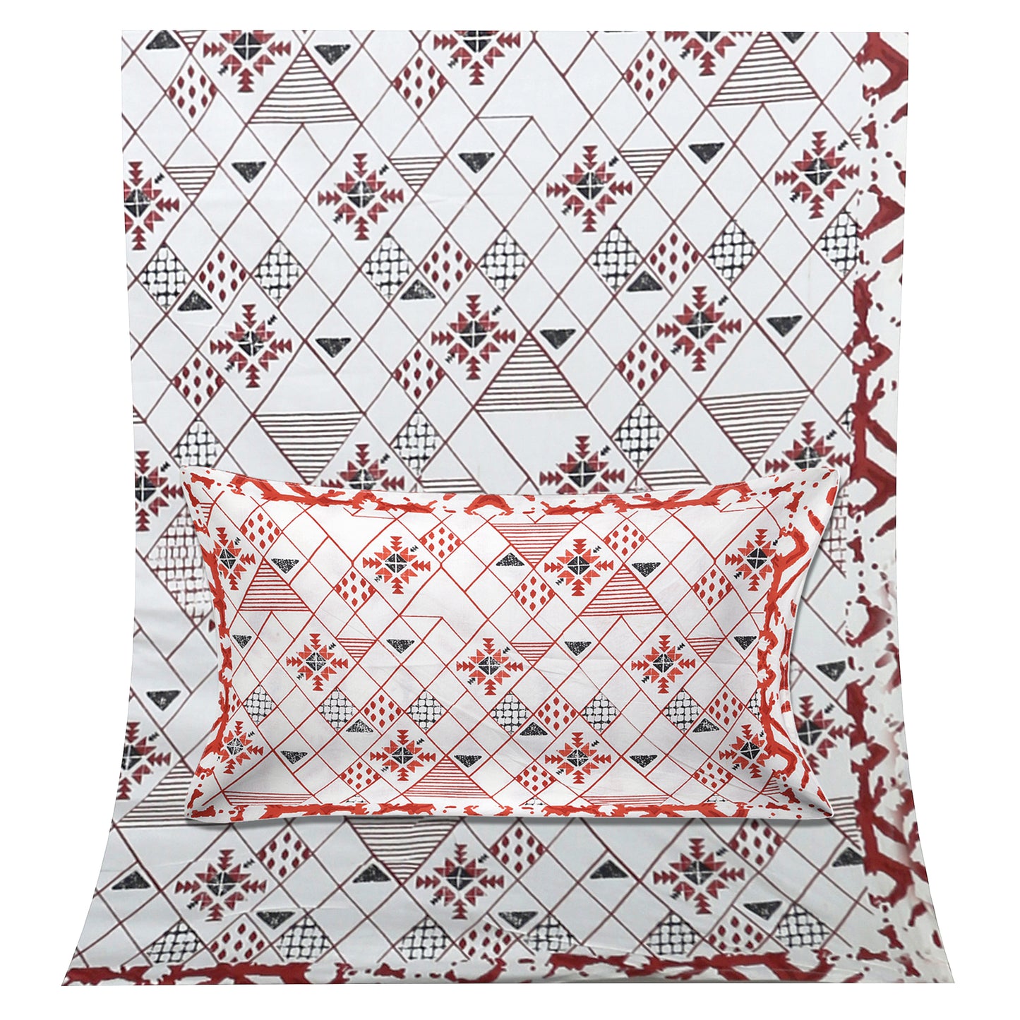 90/108 Fortune 100% Cotton Standard King Size Double Bedsheet with 2 Pillow Covers, Premium Comfort & Smooth Texture - HLB09