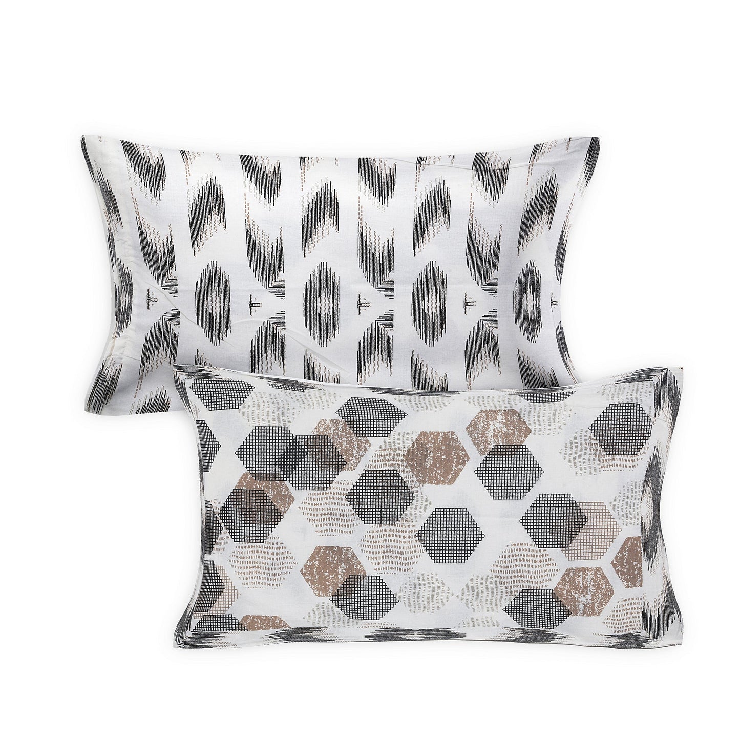 70/100 Geometrical 100% Cotton Single Bedsheet with 2 Pillow Covers, Soft & Elegant Design - HLB11