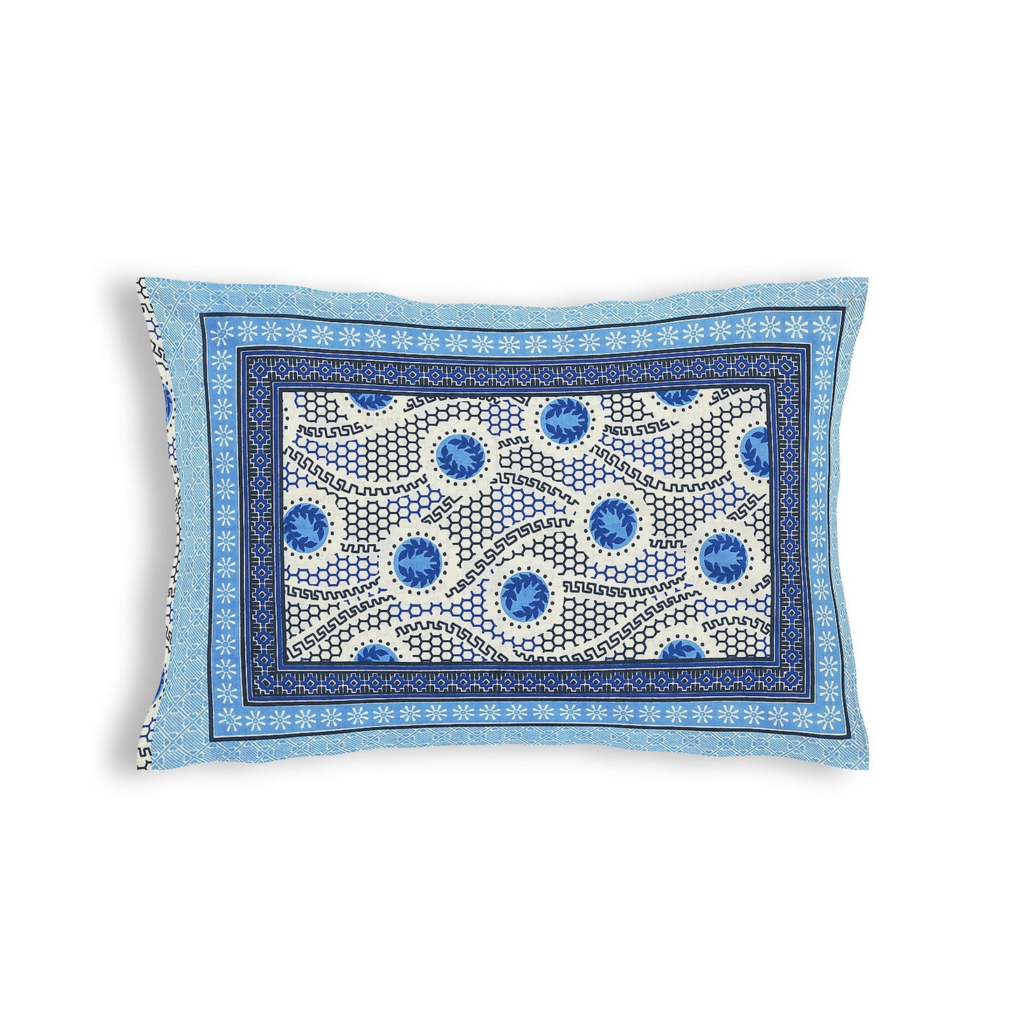 63" Geometrical 100% Cotton Single Bedsheet with 1 Pillow Cover, Stylish & Comfortable - HLB07