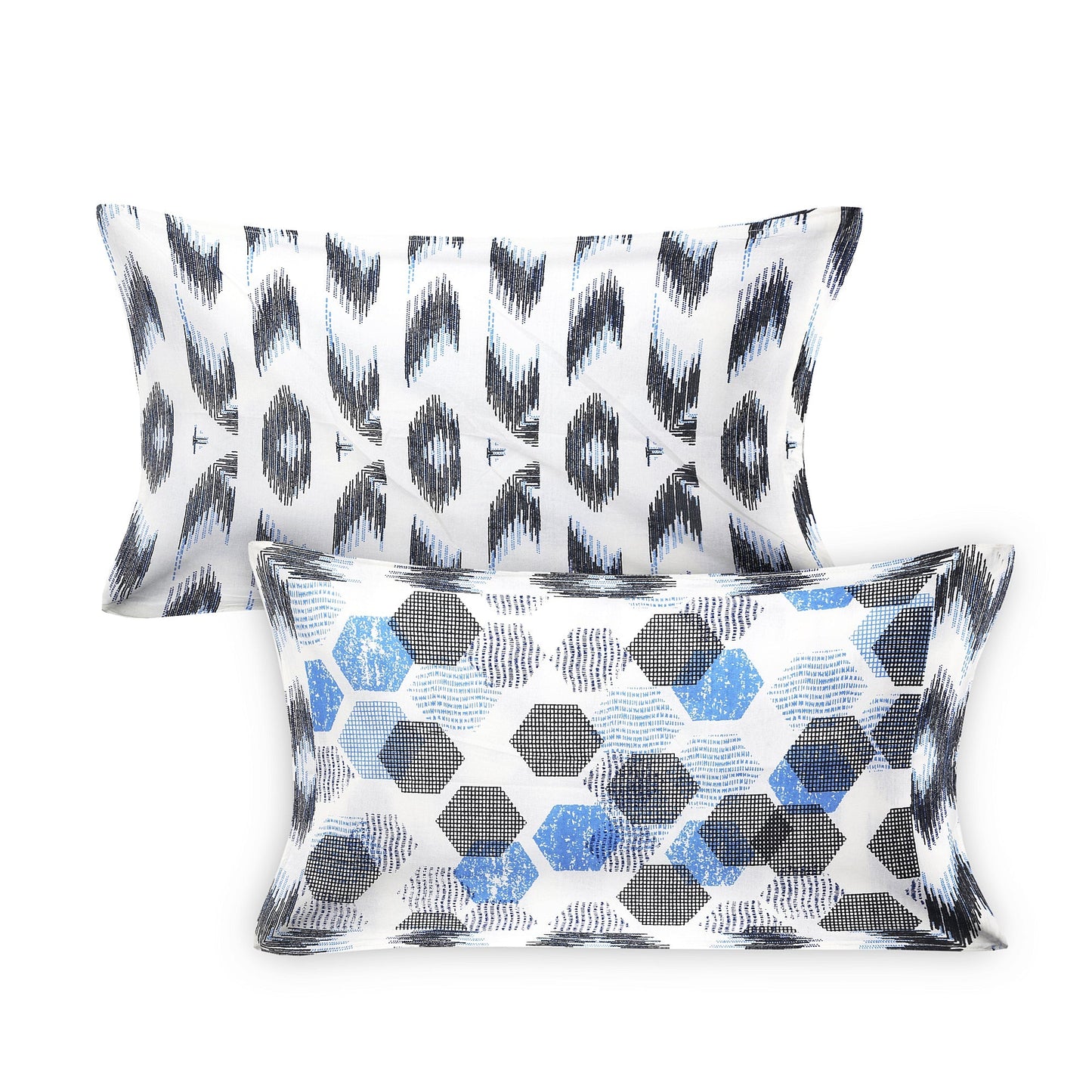 70/100 Geometrical 100% Cotton Single Bedsheet with 2 Pillow Covers, Soft & Elegant Design - HLB11