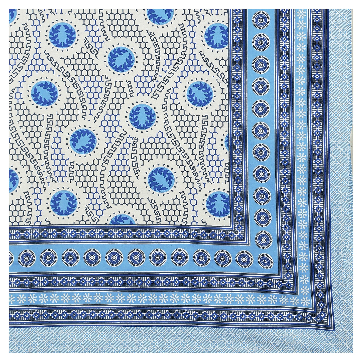 63" Geometrical 100% Cotton Single Bedsheet with 1 Pillow Cover, Stylish & Comfortable - HLB07