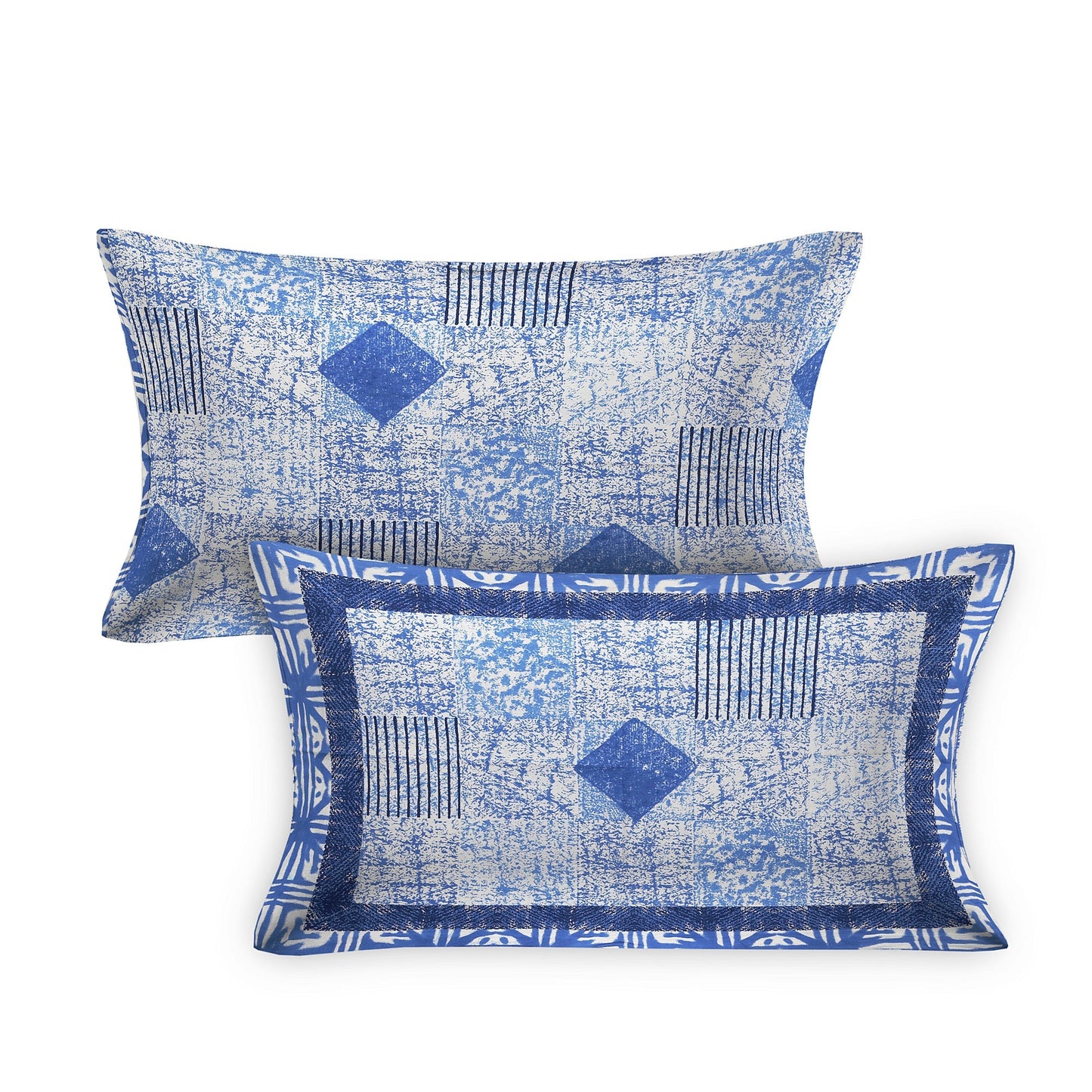 108/108 Geometrical 100% Cotton Jumbo Size Double Bedsheet with 2 Pillow Covers, Modern Design & Ultra-Soft Feel - HLB70