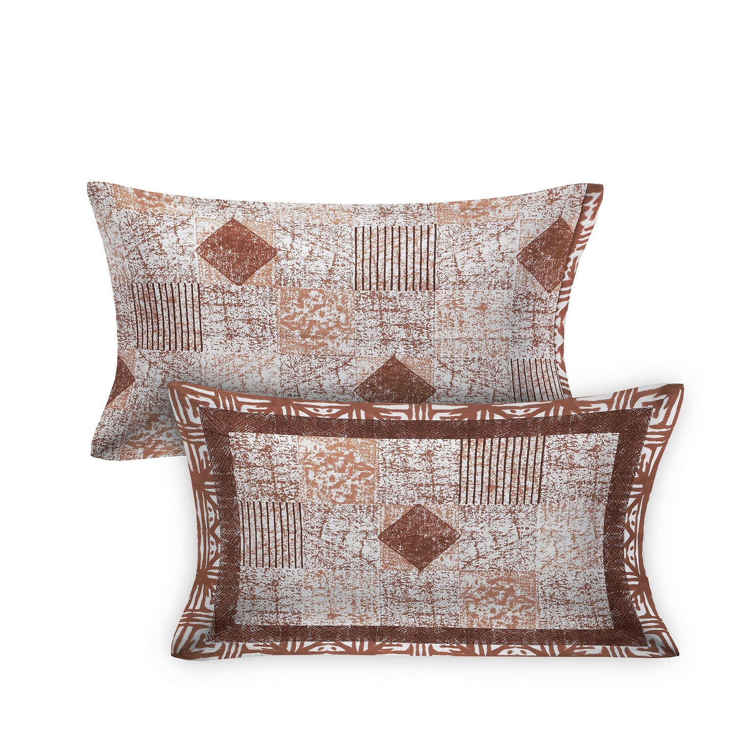 108/108 Geometrical 100% Cotton Jumbo Size Double Bedsheet with 2 Pillow Covers, Modern Design & Ultra-Soft Feel - HLB70