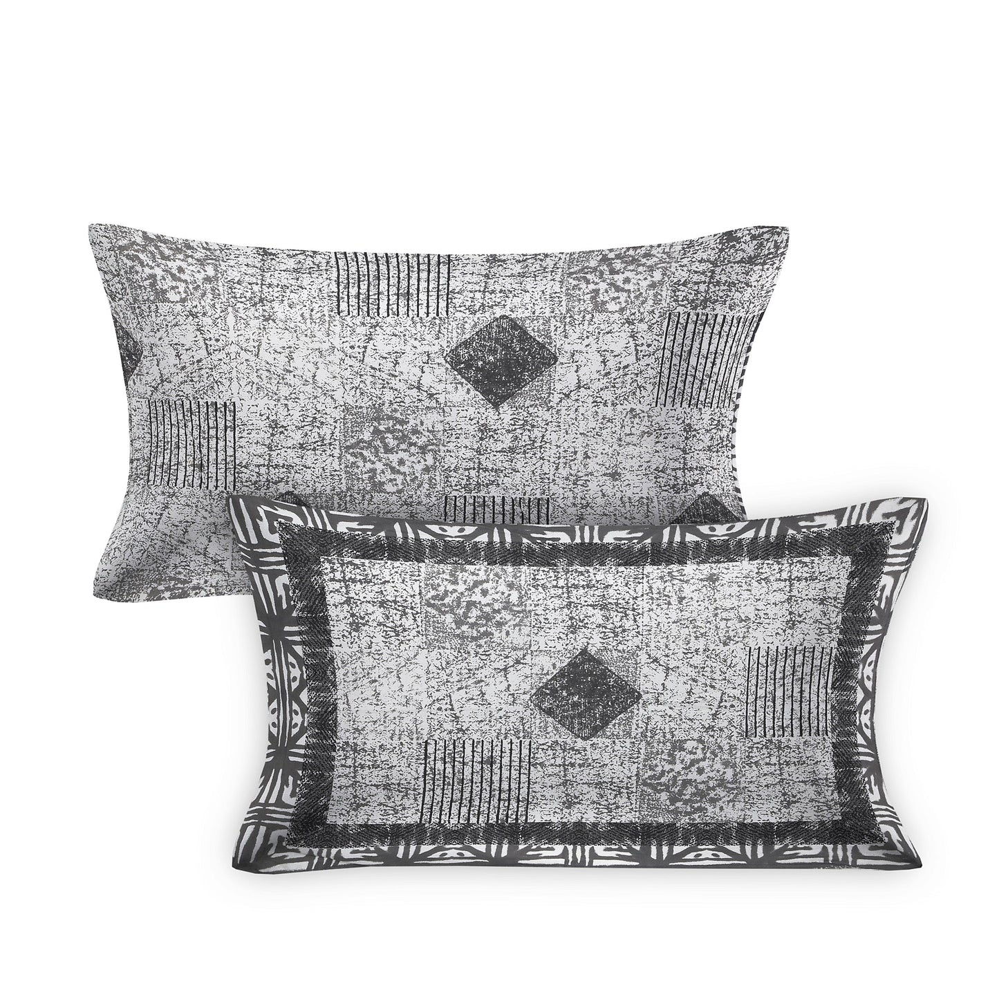 108/108 Geometrical 100% Cotton Jumbo Size Double Bedsheet with 2 Pillow Covers, Modern Design & Ultra-Soft Feel - HLB70