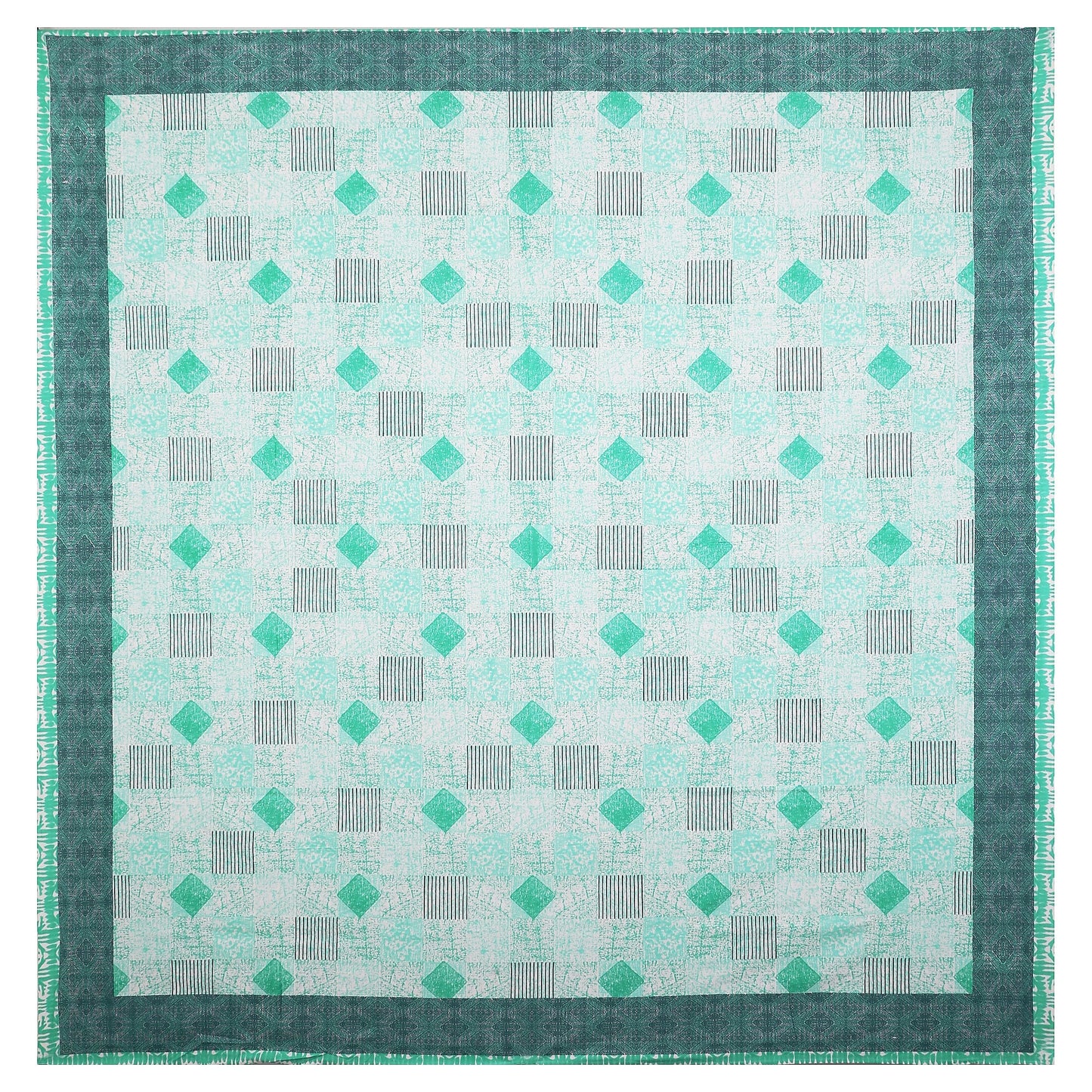 108/108 Geometrical 100% Cotton Jumbo Size Double Bedsheet with 2 Pillow Covers, Modern Design & Ultra-Soft Feel - HLB70
