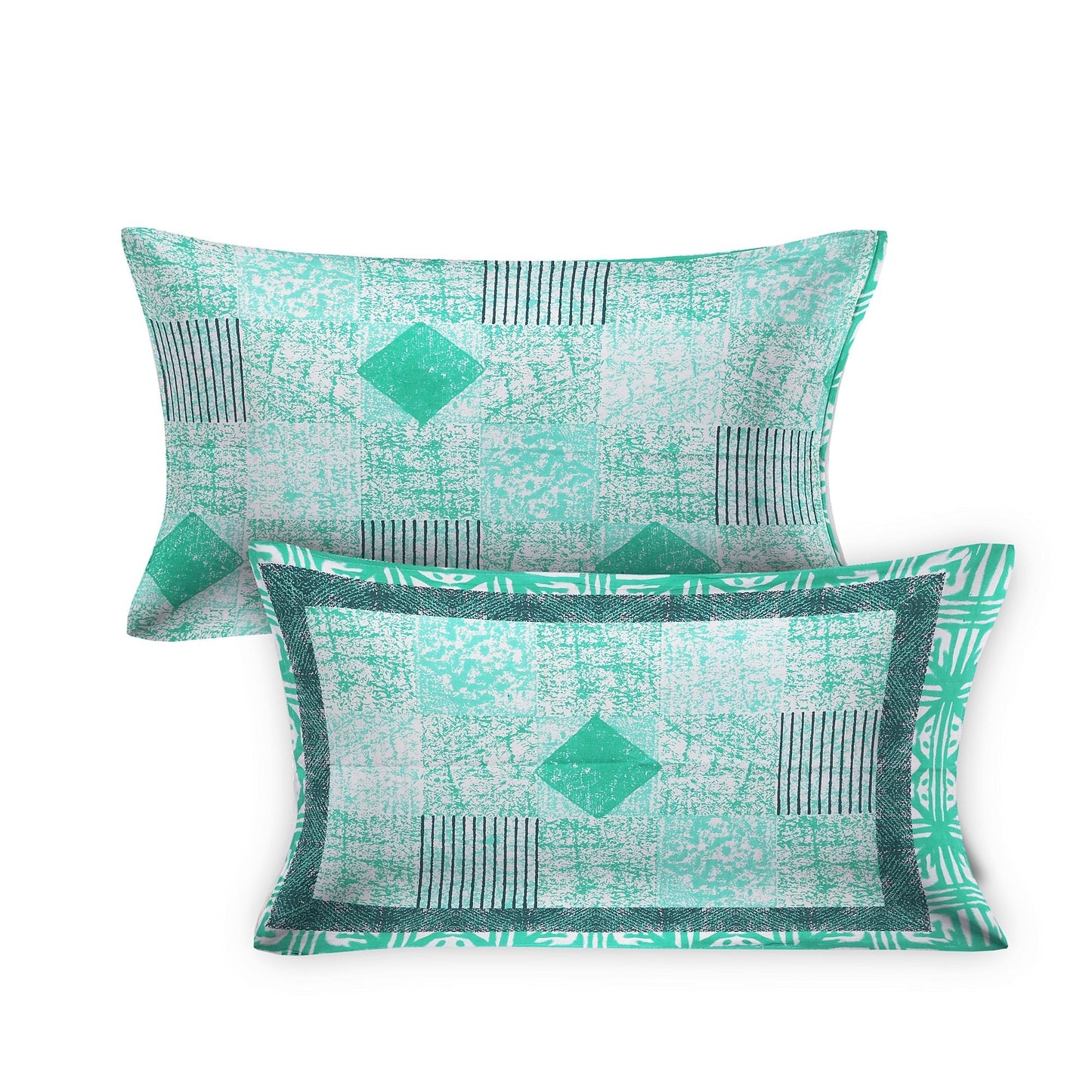 108/108 Geometrical 100% Cotton Jumbo Size Double Bedsheet with 2 Pillow Covers, Modern Design & Ultra-Soft Feel - HLB70