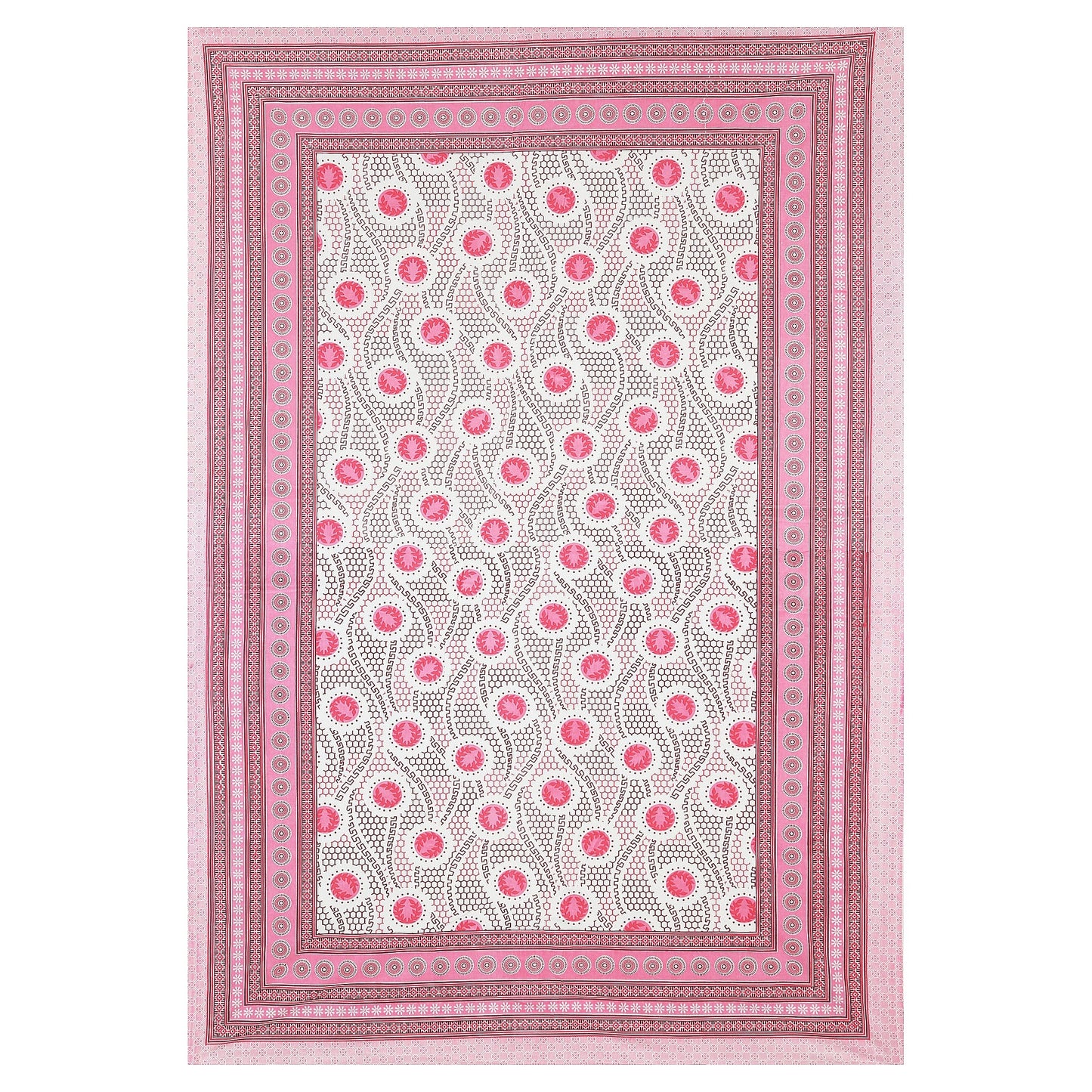 63" Geometrical 100% Cotton Single Bedsheet with 1 Pillow Cover, Stylish & Comfortable - HLB07
