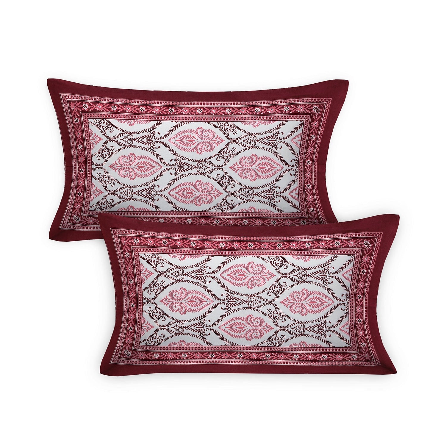108/108 Geometrical 100% Cotton Jumbo Size Double Bedsheet with 2 Pillow Covers, Modern Design & Ultra-Soft Feel - HLB70