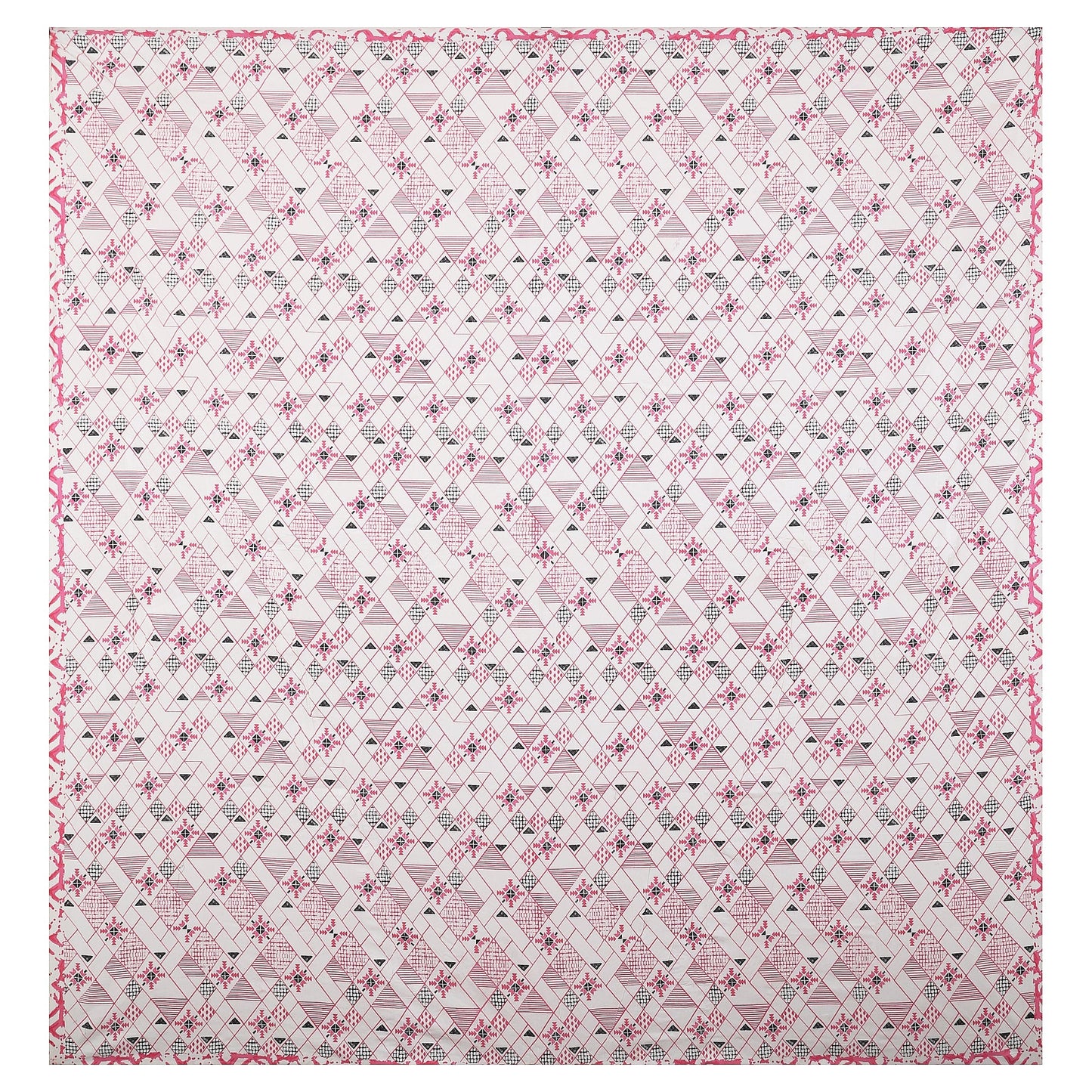 108/108 Geometrical 100% Cotton Jumbo Size Double Bedsheet with 2 Pillow Covers, Modern Design & Ultra-Soft Feel - HLB70