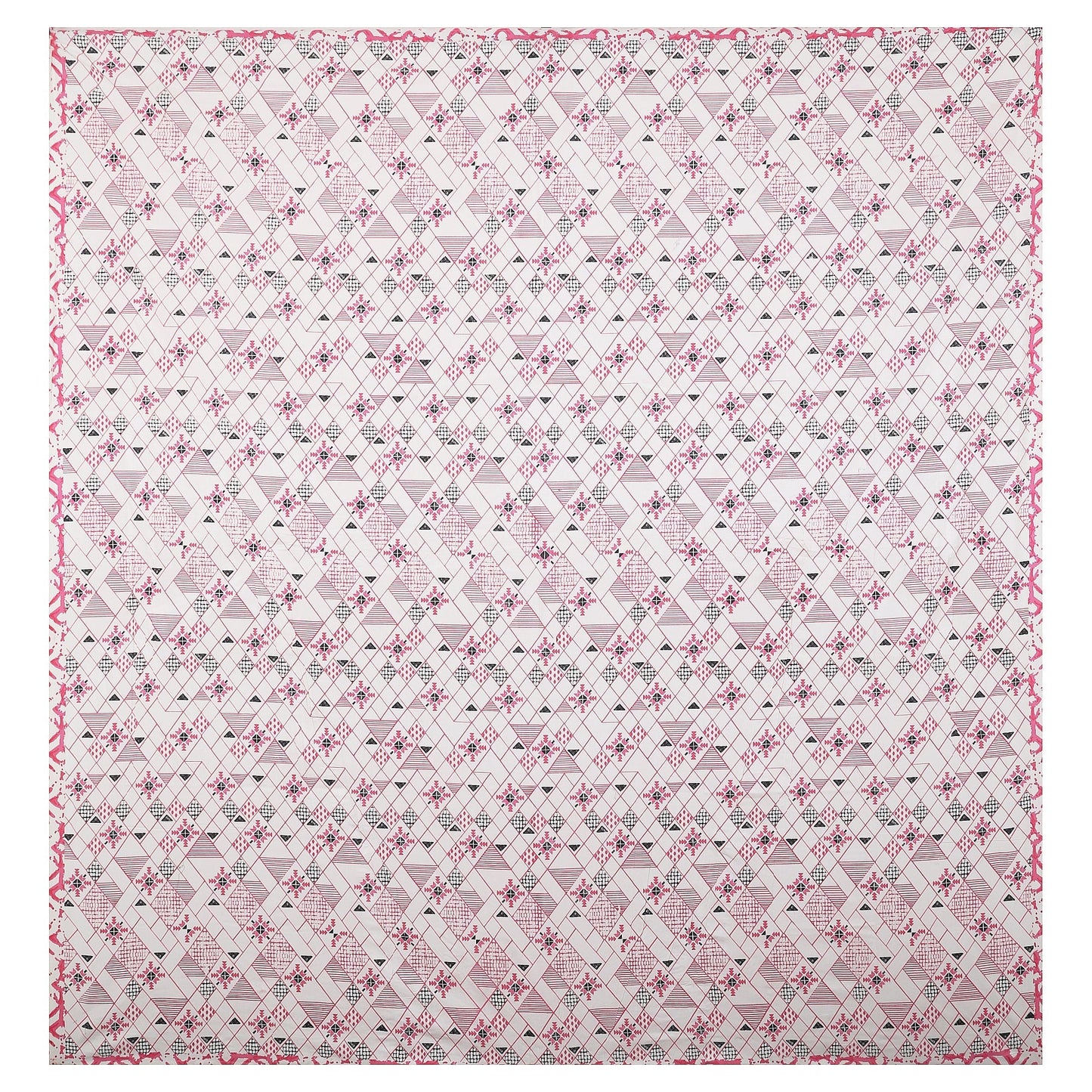 108/108 Geometrical 100% Cotton Jumbo Size Double Bedsheet with 2 Pillow Covers, Modern Design & Ultra-Soft Feel - HLB70