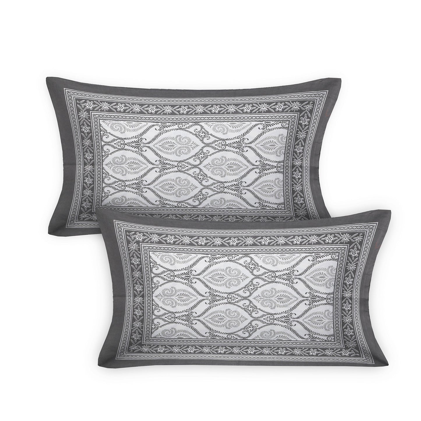 70/100 Geometrical 100% Cotton Single Bedsheet with 2 Pillow Covers, Soft & Elegant Design - HLB11