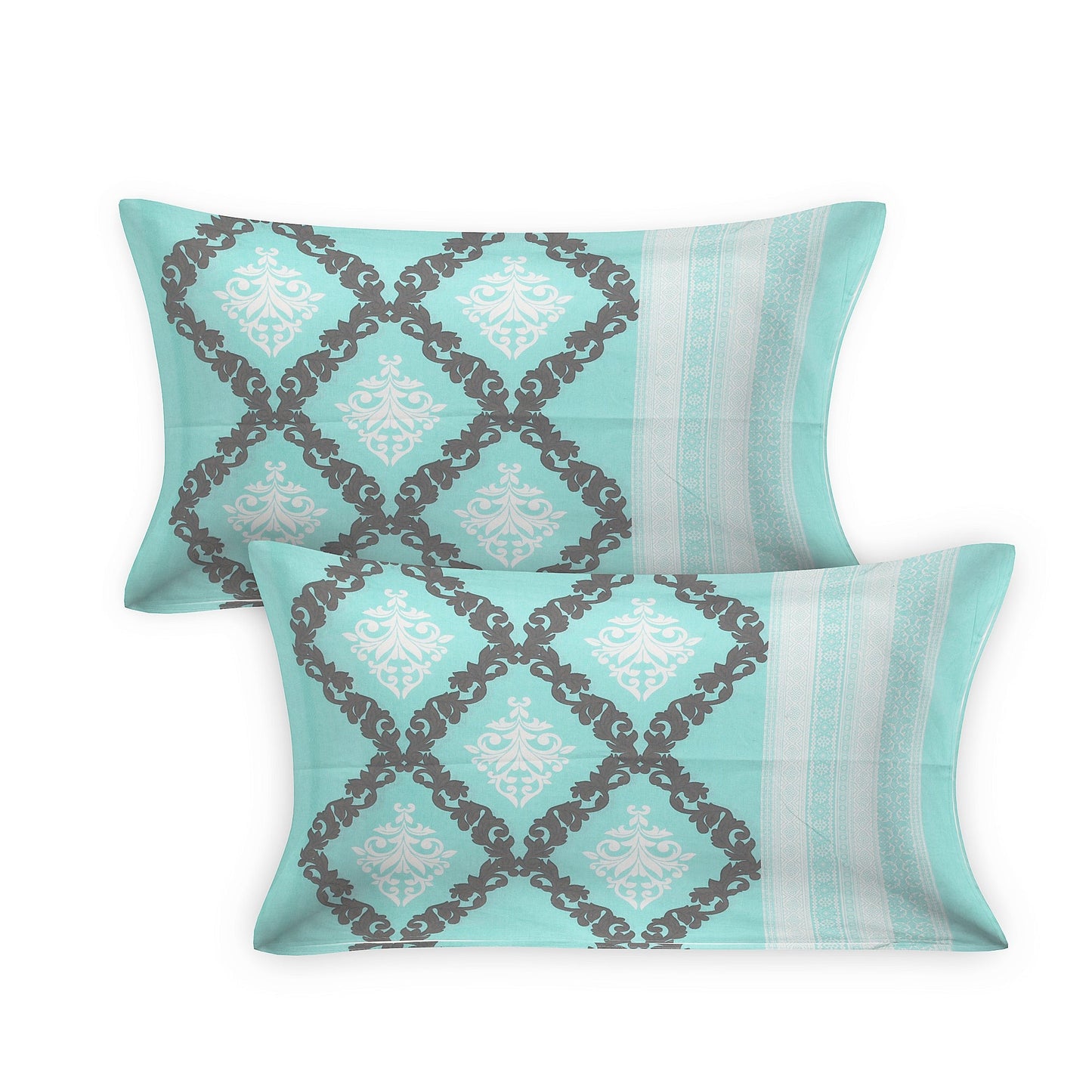108/108 Geometrical 100% Cotton Jumbo Size Double Bedsheet with 2 Pillow Covers, Modern Design & Ultra-Soft Feel - HLB70