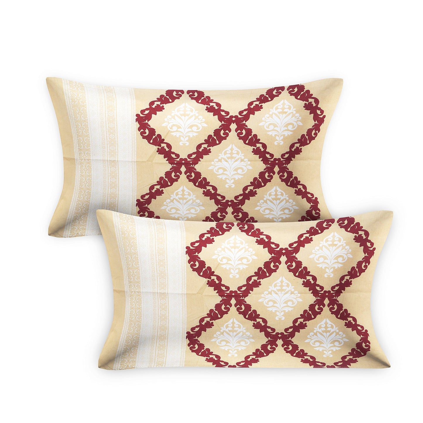 108/108 Geometrical 100% Cotton Jumbo Size Double Bedsheet with 2 Pillow Covers, Modern Design & Ultra-Soft Feel - HLB70