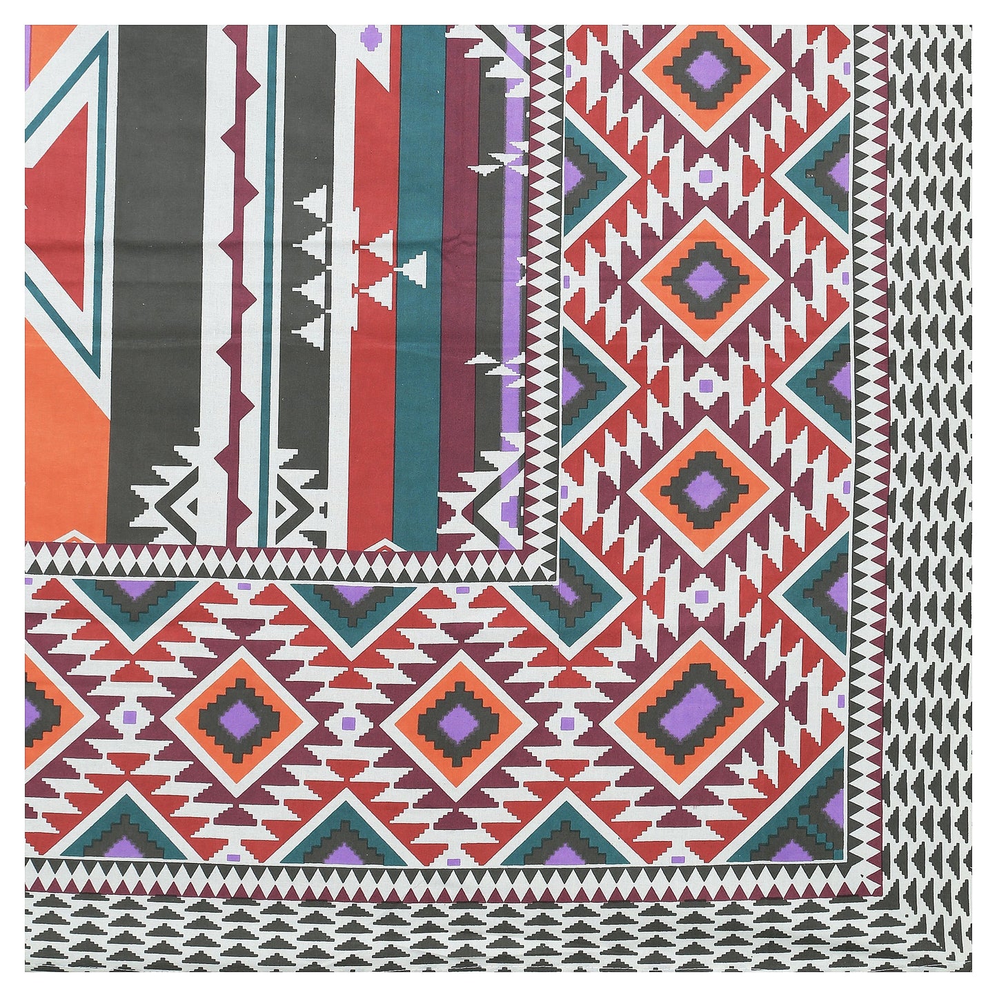 63" Geometrical 100% Cotton Single Bedsheet with 1 Pillow Cover, Stylish & Comfortable - HLB07
