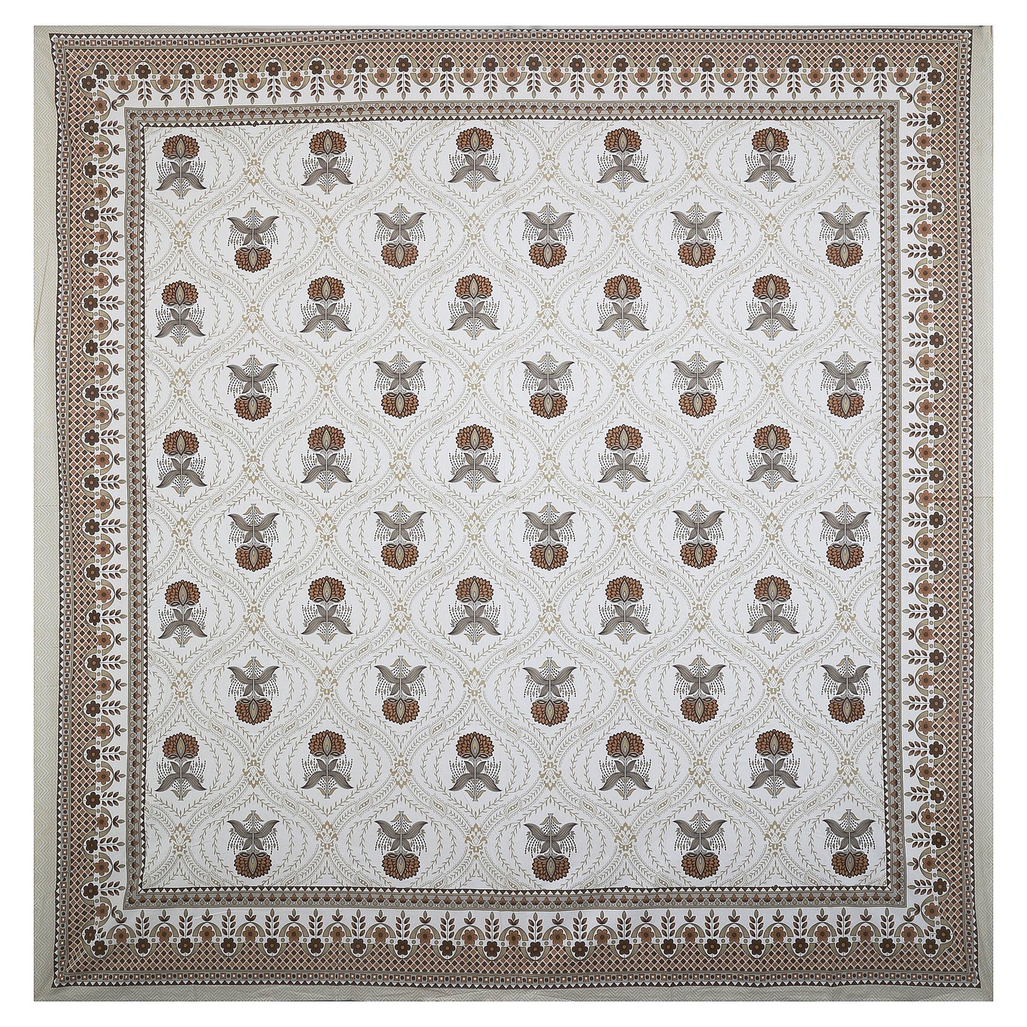 108/108 Hastkala 100% Cotton Jumbo Size Double Bedsheet with 2 Pillow Covers, Traditional Craft & Premium Comfort - HLB69