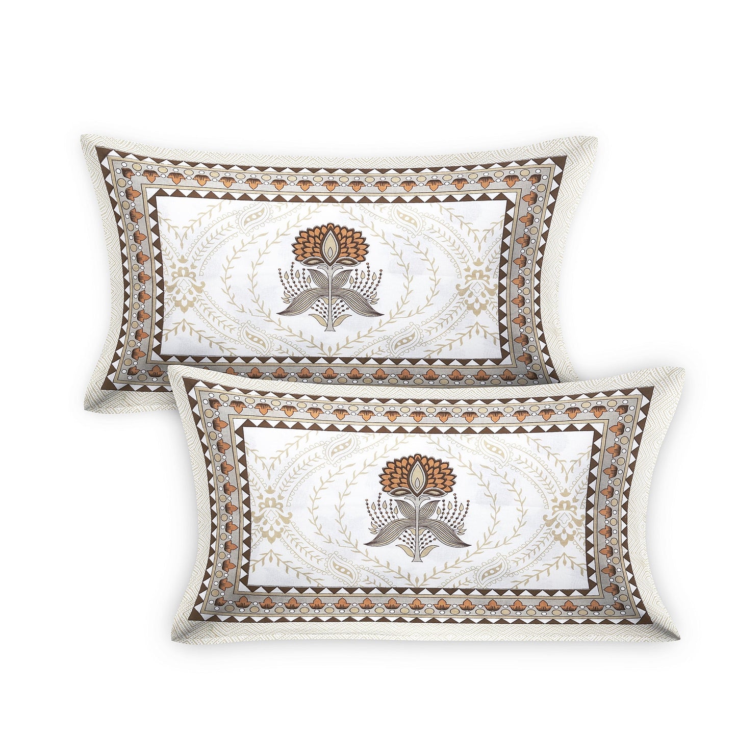 108/108 Hastkala 100% Cotton Jumbo Size Double Bedsheet with 2 Pillow Covers, Traditional Craft & Premium Comfort - HLB69