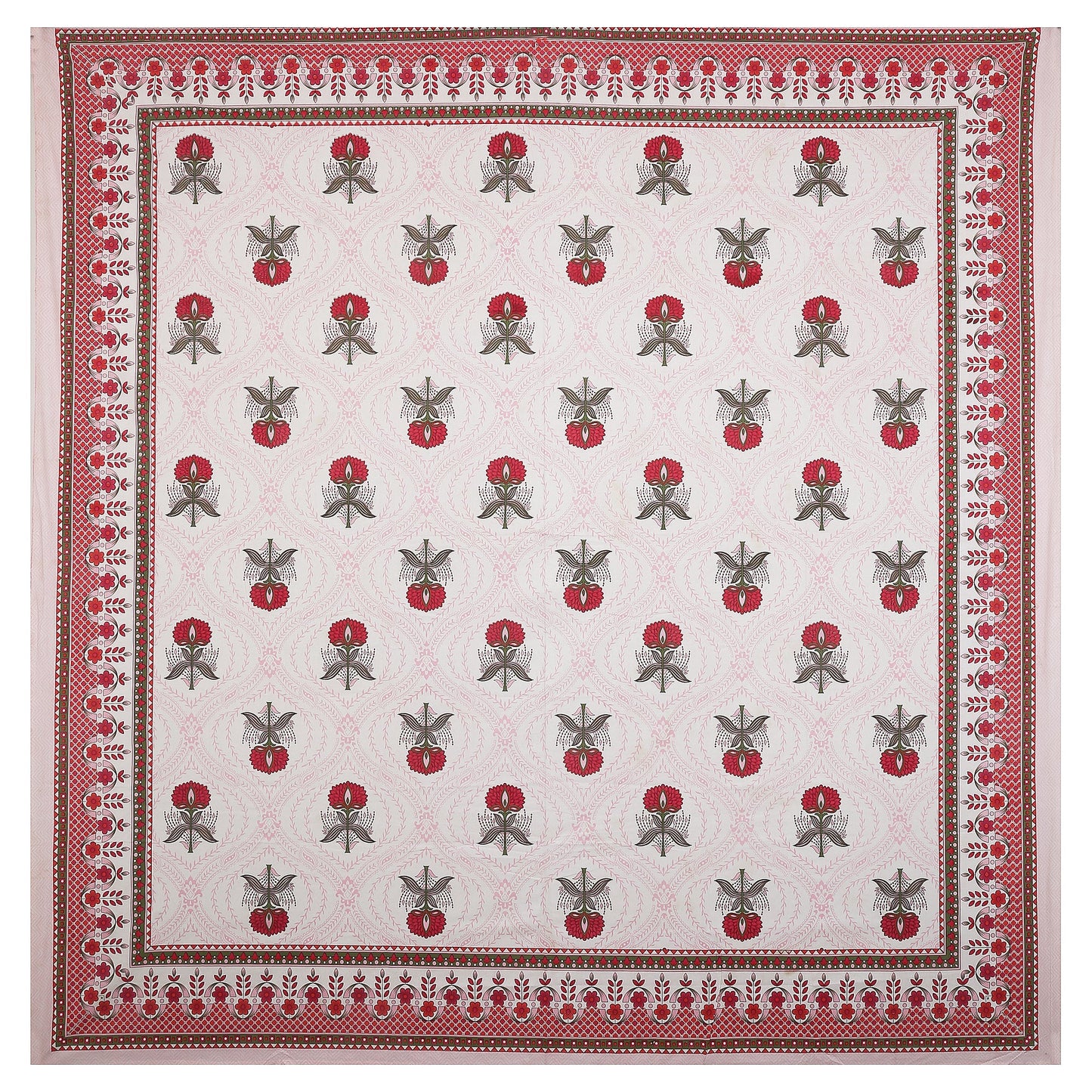108/108 Hastkala 100% Cotton Jumbo Size Double Bedsheet with 2 Pillow Covers, Traditional Craft & Premium Comfort - HLB69