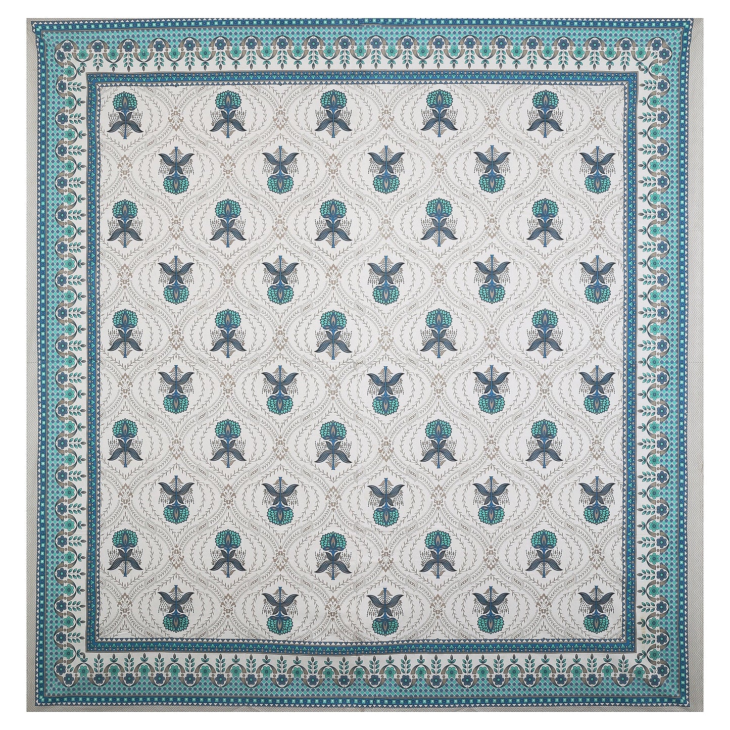108/108 Hastkala 100% Cotton Jumbo Size Double Bedsheet with 2 Pillow Covers, Traditional Craft & Premium Comfort - HLB69
