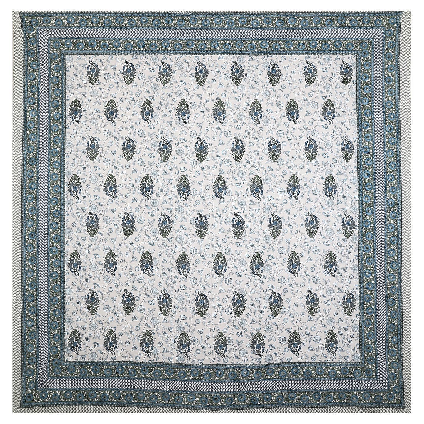 108/108 Hastkala 100% Cotton Jumbo Size Double Bedsheet with 2 Pillow Covers, Traditional Craft & Premium Comfort - HLB69