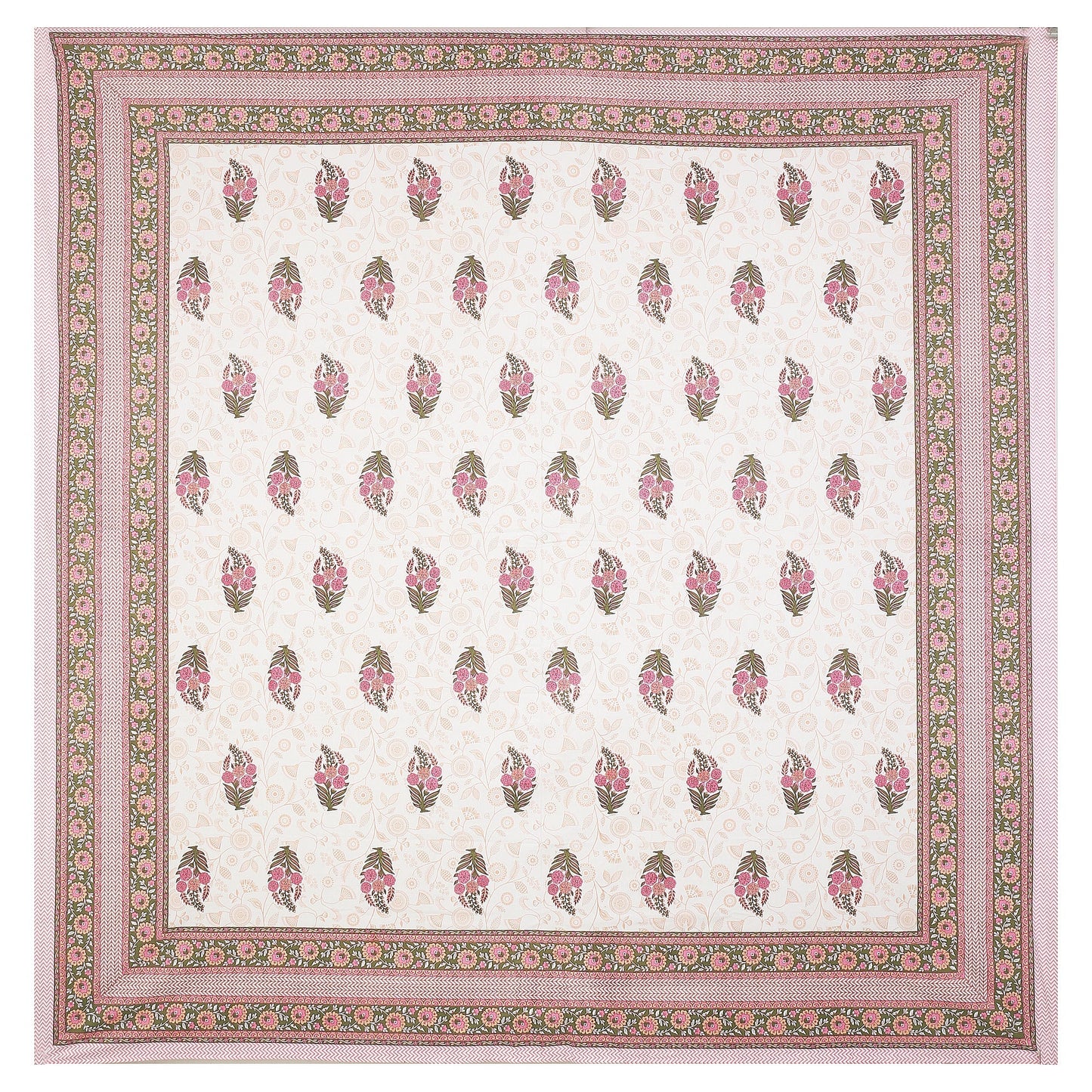108/108 Hastkala 100% Cotton Jumbo Size Double Bedsheet with 2 Pillow Covers, Traditional Craft & Premium Comfort - HLB69