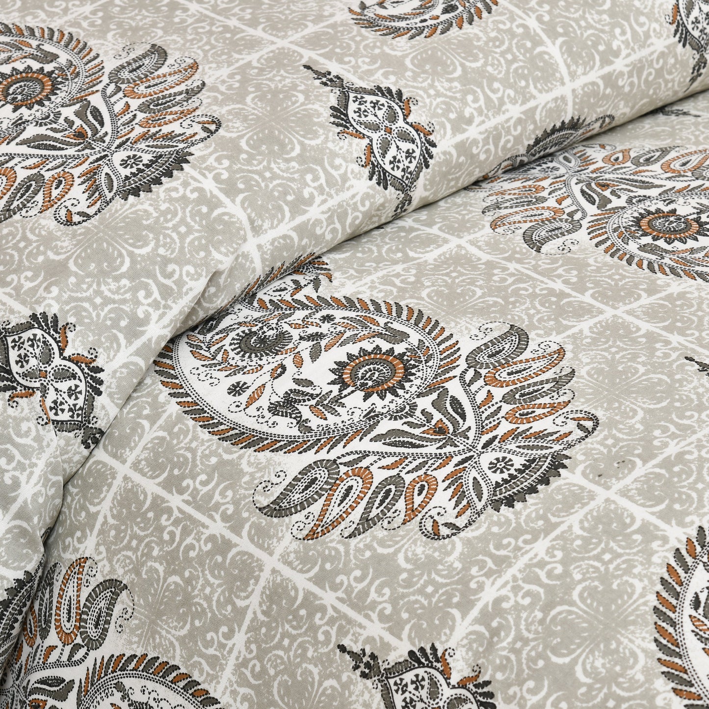 100/108 Katha Art 100% Cotton Super King Size Double Bedsheet with 2 Pillow Covers, Luxurious & Traditional Prints - HLB44