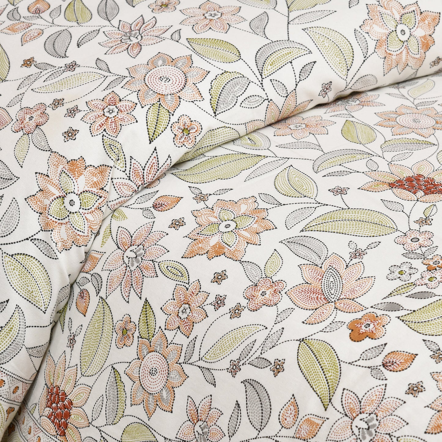 100/108 Katha Art 100% Cotton Super King Size Double Bedsheet with 2 Pillow Covers, Luxurious & Traditional Prints - HLB44