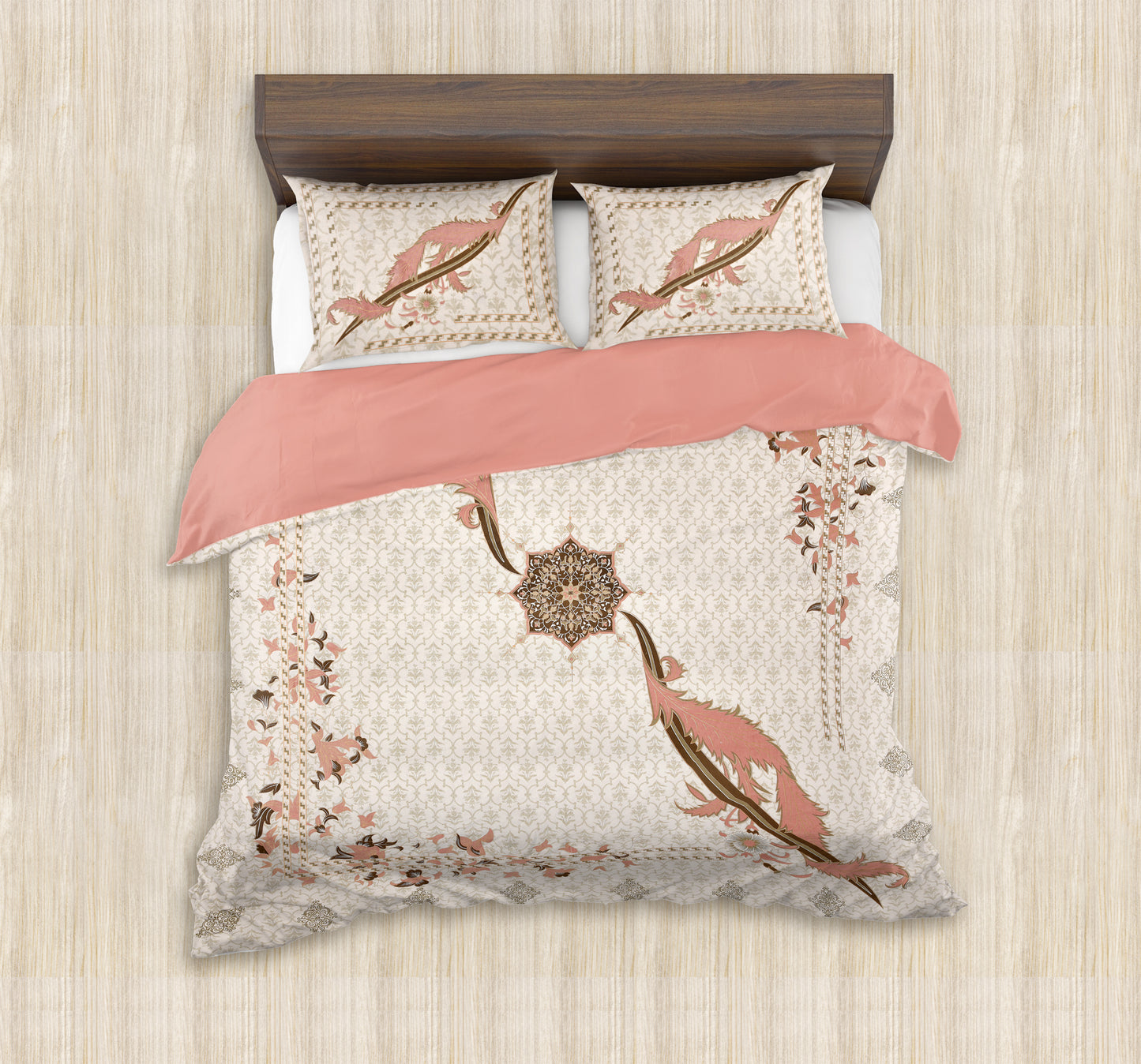 100/108 Mansi Gold Viscose Mix Super King Size Double Bedsheet with 2 Pillow Covers, Luxury Touch & Elegant Design - HLB36
