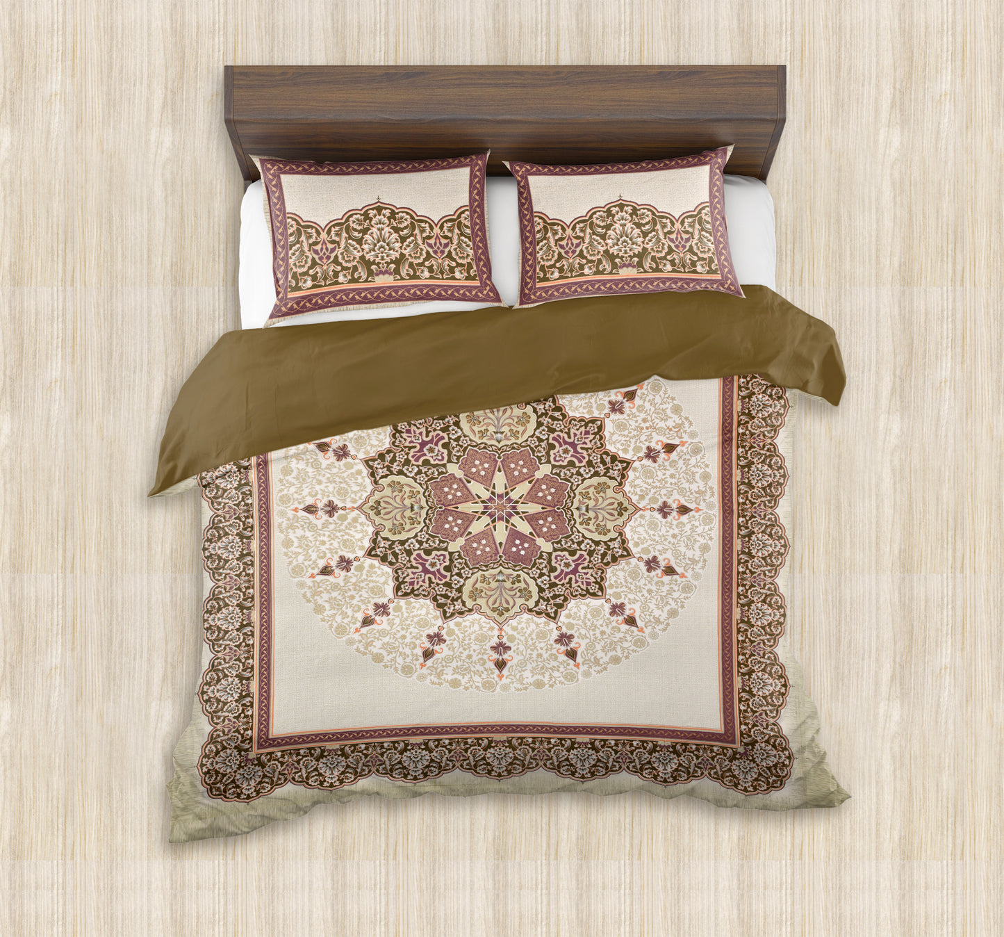 100/108 Mansi Gold Viscose Mix Super King Size Double Bedsheet with 2 Pillow Covers, Luxury Touch & Elegant Design - HLB36