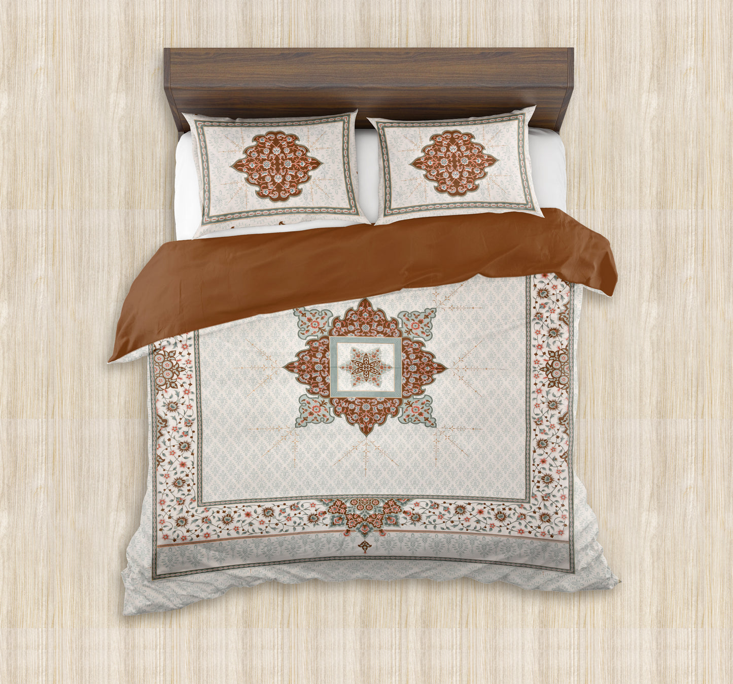 100/108 Mansi Gold Viscose Mix Super King Size Double Bedsheet with 2 Pillow Covers, Luxury Touch & Elegant Design - HLB36