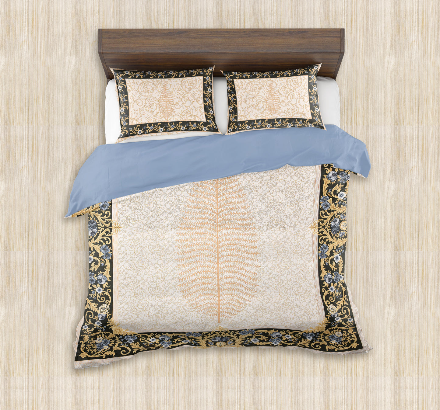 100/108 Mansi Gold Viscose Mix Super King Size Double Bedsheet with 2 Pillow Covers, Luxury Touch & Elegant Design - HLB36