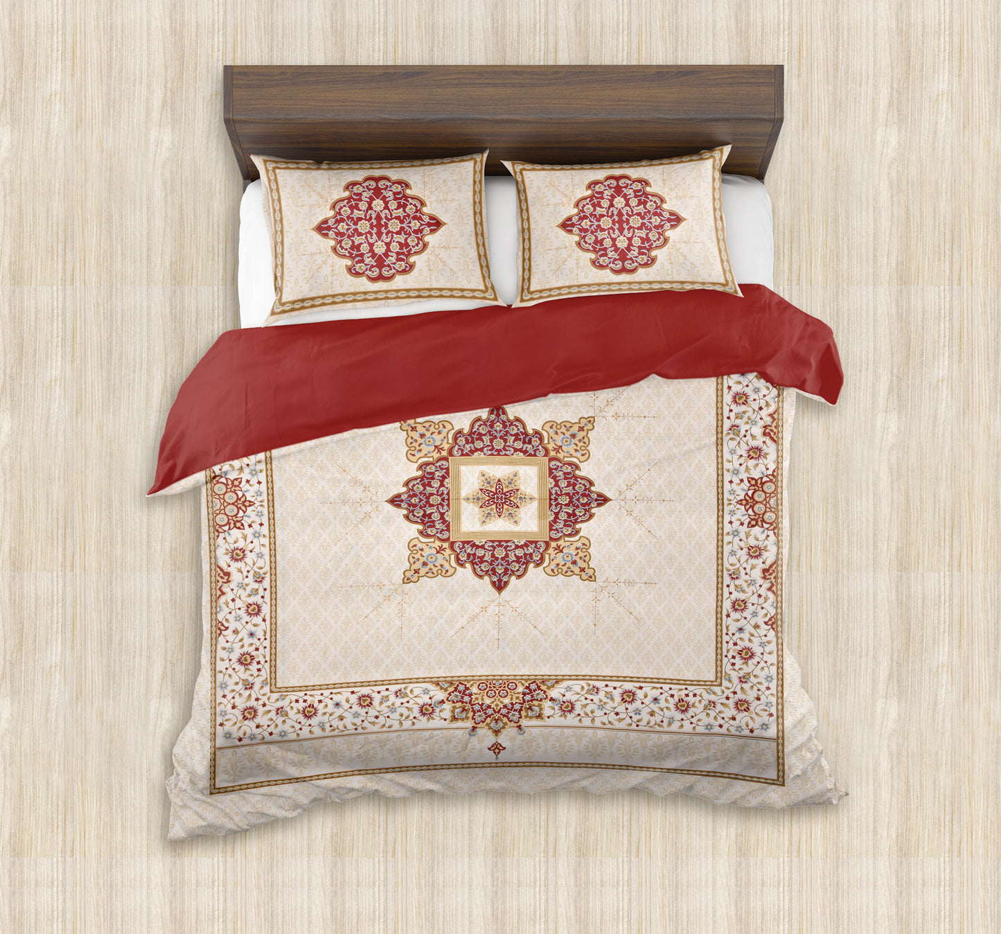 100/108 Mansi Gold Viscose Mix Super King Size Double Bedsheet with 2 Pillow Covers, Luxury Touch & Elegant Design - HLB36