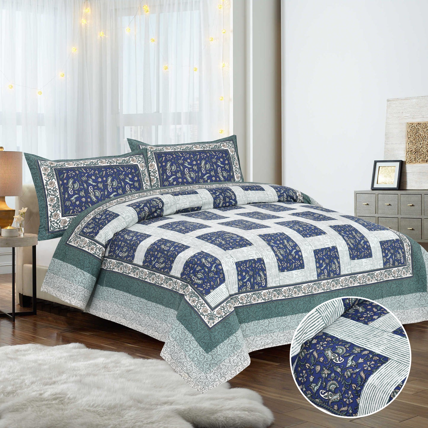 95/108 Mira Viscose Mix Large King Size Double Bedsheet with 2 Pillow Covers, Soft & Wrinkle-Resistant Fabric - HLB13
