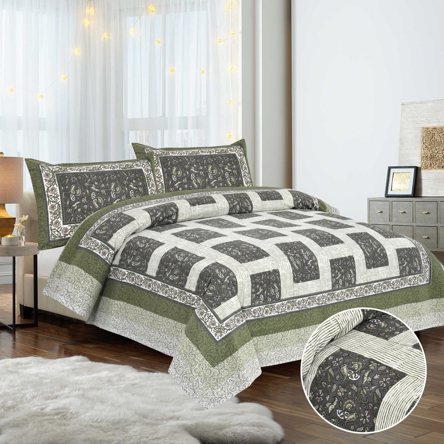 95/108 Mira Viscose Mix Large King Size Double Bedsheet with 2 Pillow Covers, Soft & Wrinkle-Resistant Fabric - HLB13