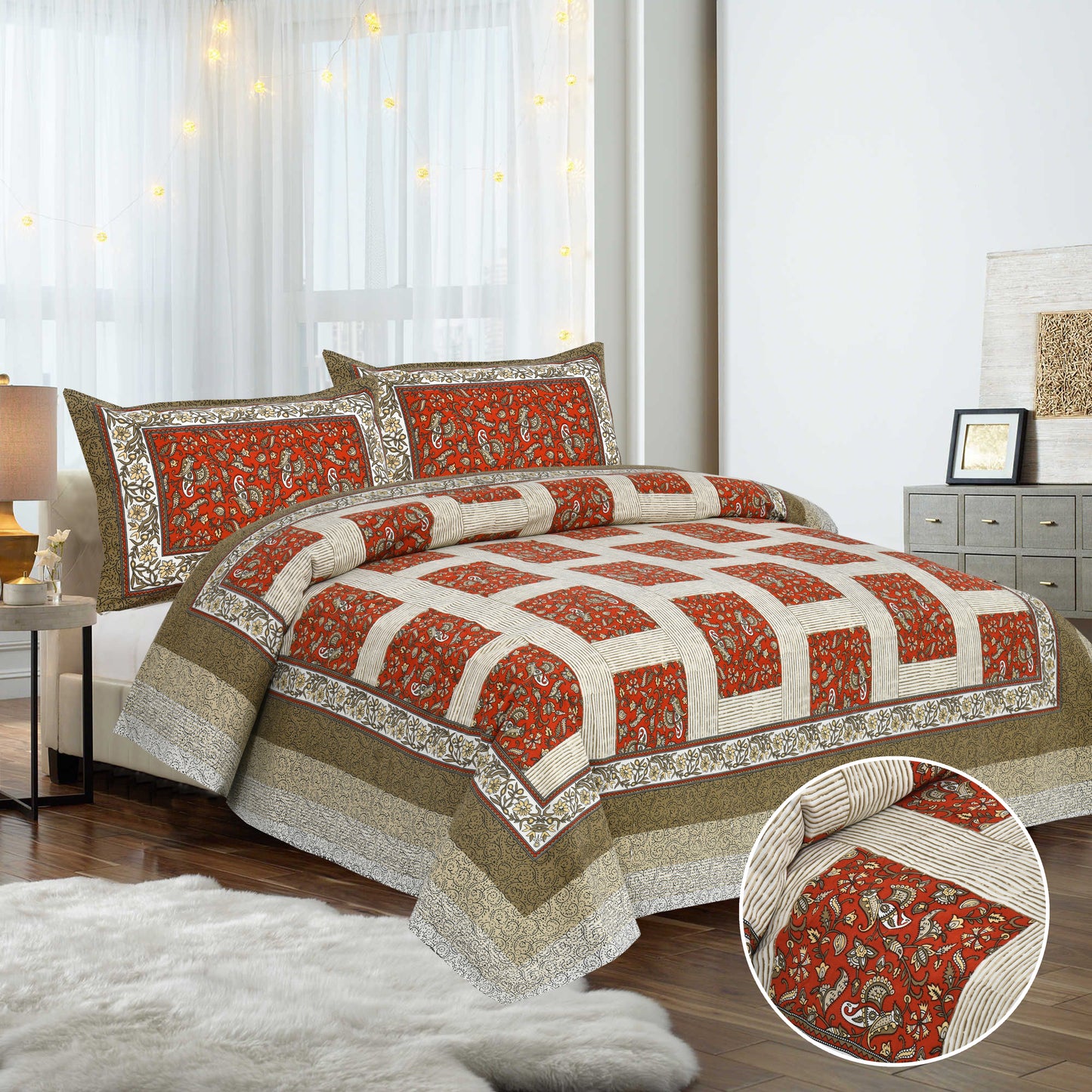 95/108 Mira Viscose Mix Large King Size Double Bedsheet with 2 Pillow Covers, Soft & Wrinkle-Resistant Fabric - HLB13