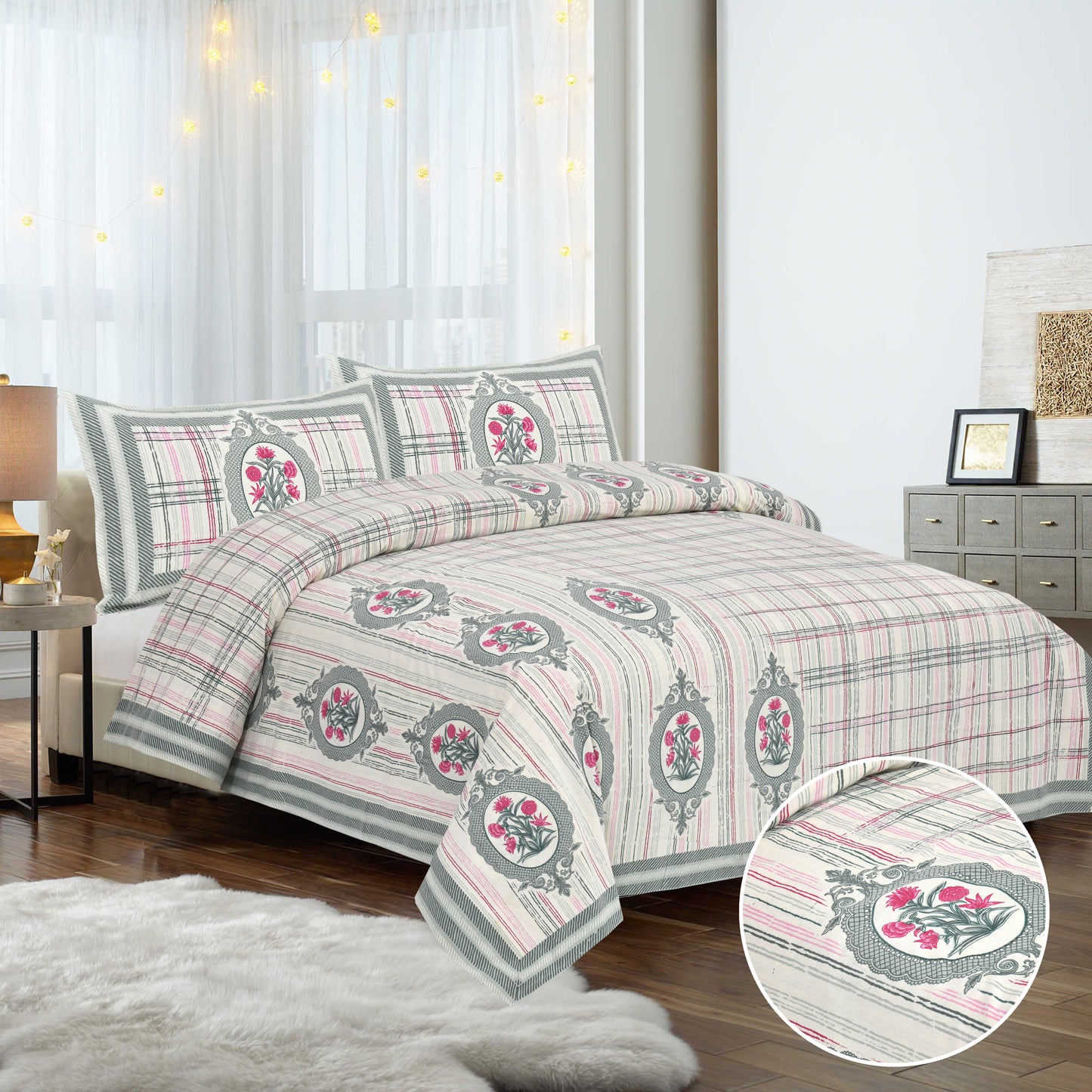 95/108 Mira Viscose Mix Large King Size Double Bedsheet with 2 Pillow Covers, Soft & Wrinkle-Resistant Fabric - HLB13