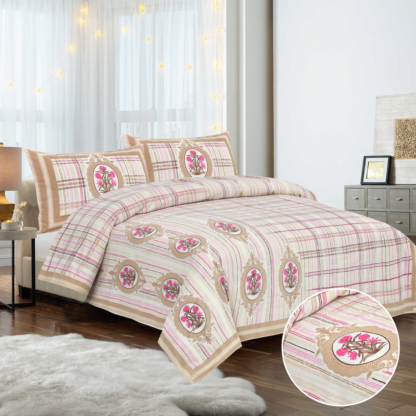 95/108 Mira Viscose Mix Large King Size Double Bedsheet with 2 Pillow Covers, Soft & Wrinkle-Resistant Fabric - HLB13