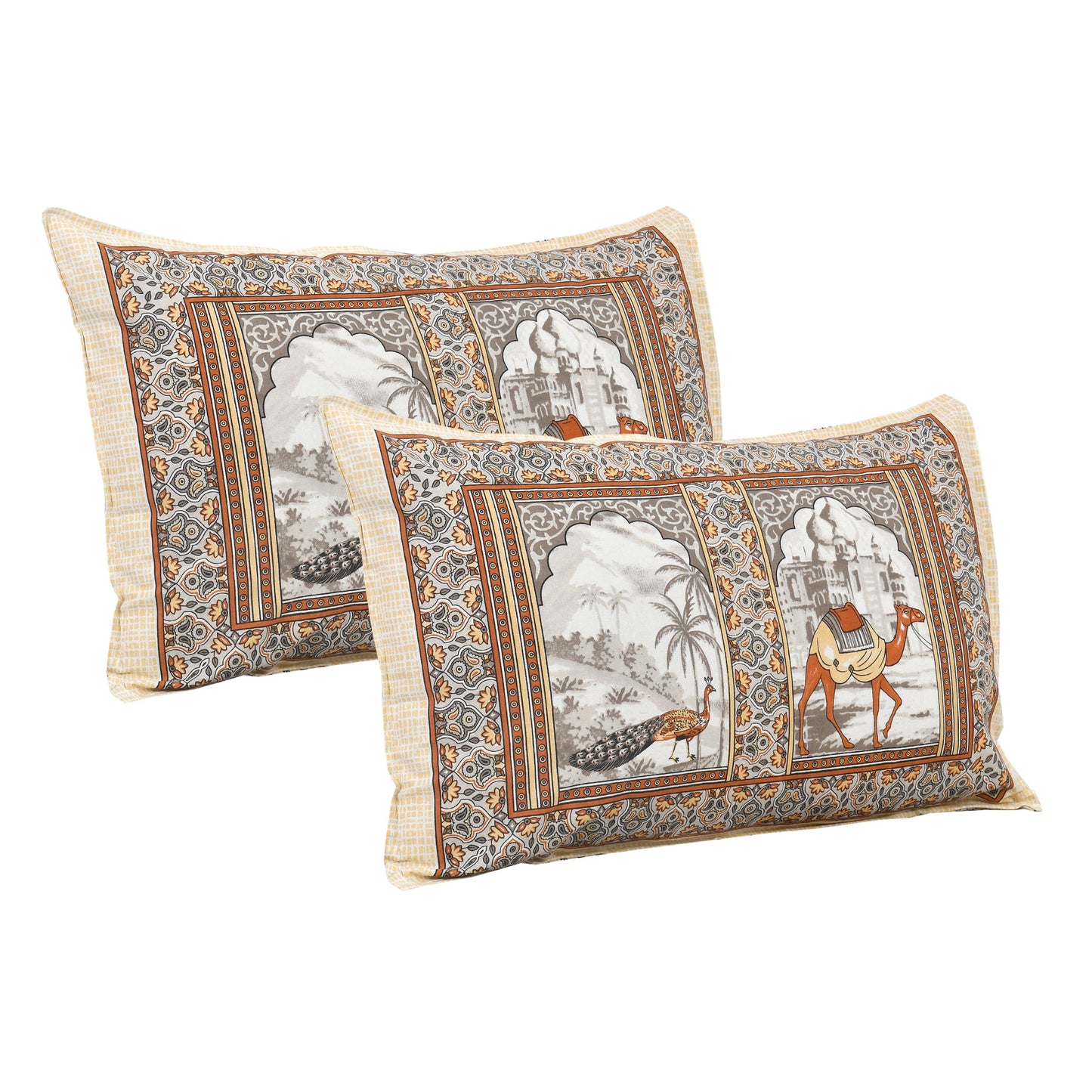 108/108 Nakshatra Viscose Mix Jumbo Size Double Bedsheet with 2 Pillow Covers, Smooth Texture & Elegant Look - HLB56