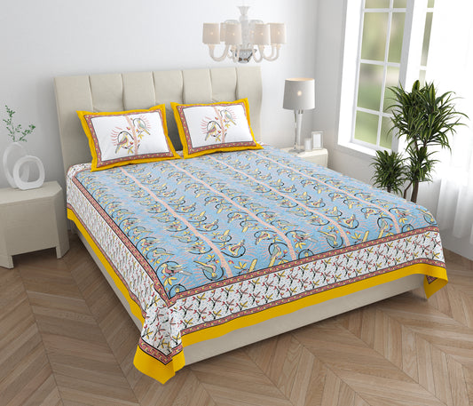 95/108 Parkota 100% Cotton Large King Size Double Bedsheet with 2 Pillow Covers, Elegant Look & Breathable Comfort - HLB20