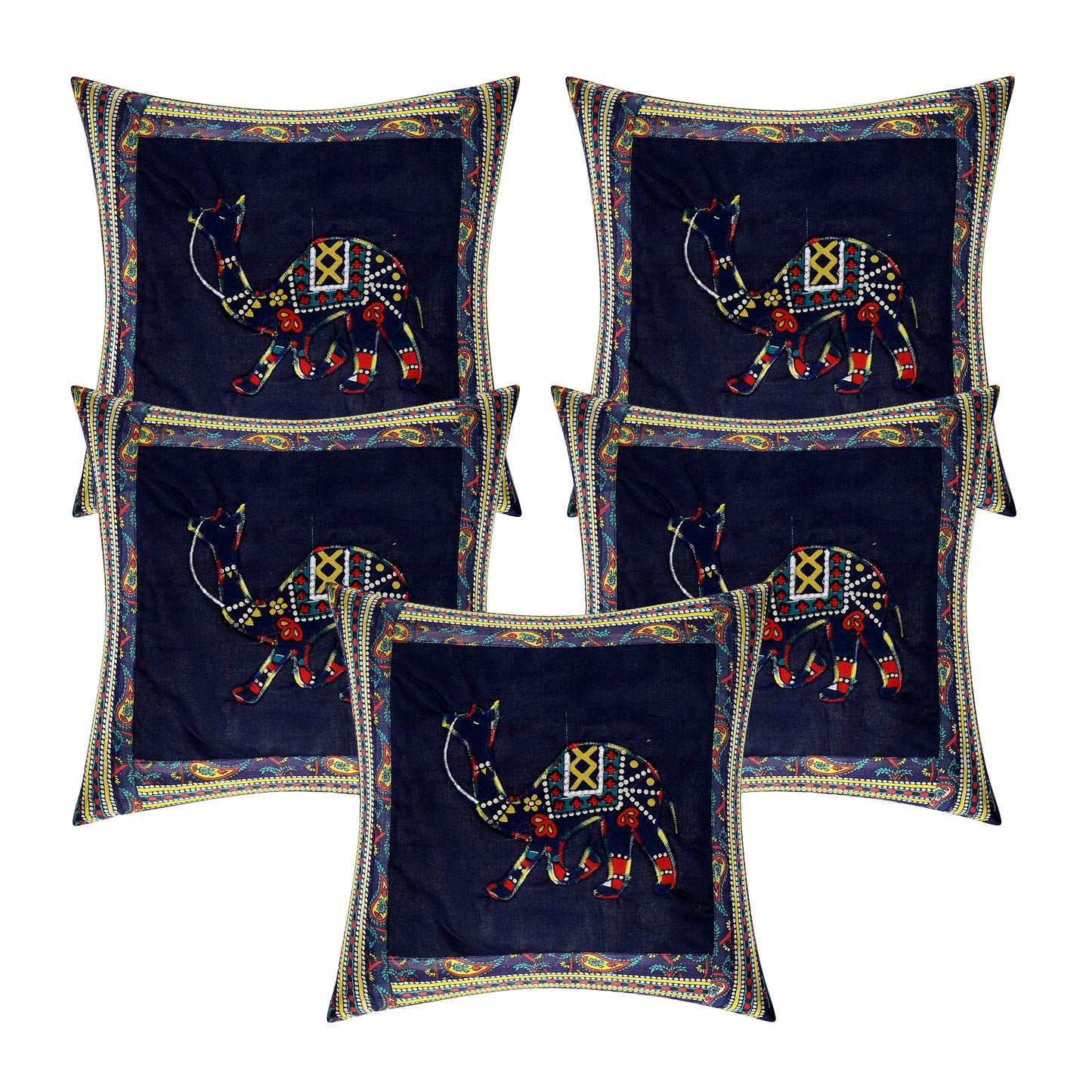 Patch Work 100% Cotton Deewan Set (1 Bedsheet + 2 Bolster Covers + 5 Cushion Covers), Handcrafted & Soft Fabric - HLB02
