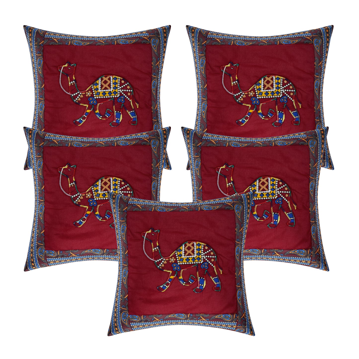 Patch Work 100% Cotton Deewan Set (1 Bedsheet + 2 Bolster Covers + 5 Cushion Covers), Handcrafted & Soft Fabric - HLB02