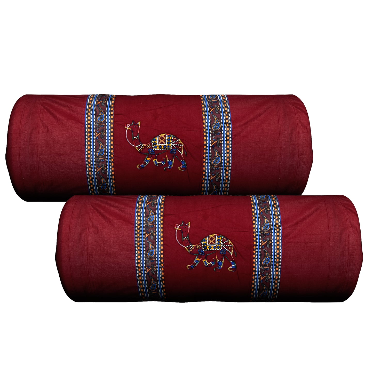 Patch Work 100% Cotton Deewan Set (1 Bedsheet + 2 Bolster Covers + 5 Cushion Covers), Handcrafted & Soft Fabric - HLB02
