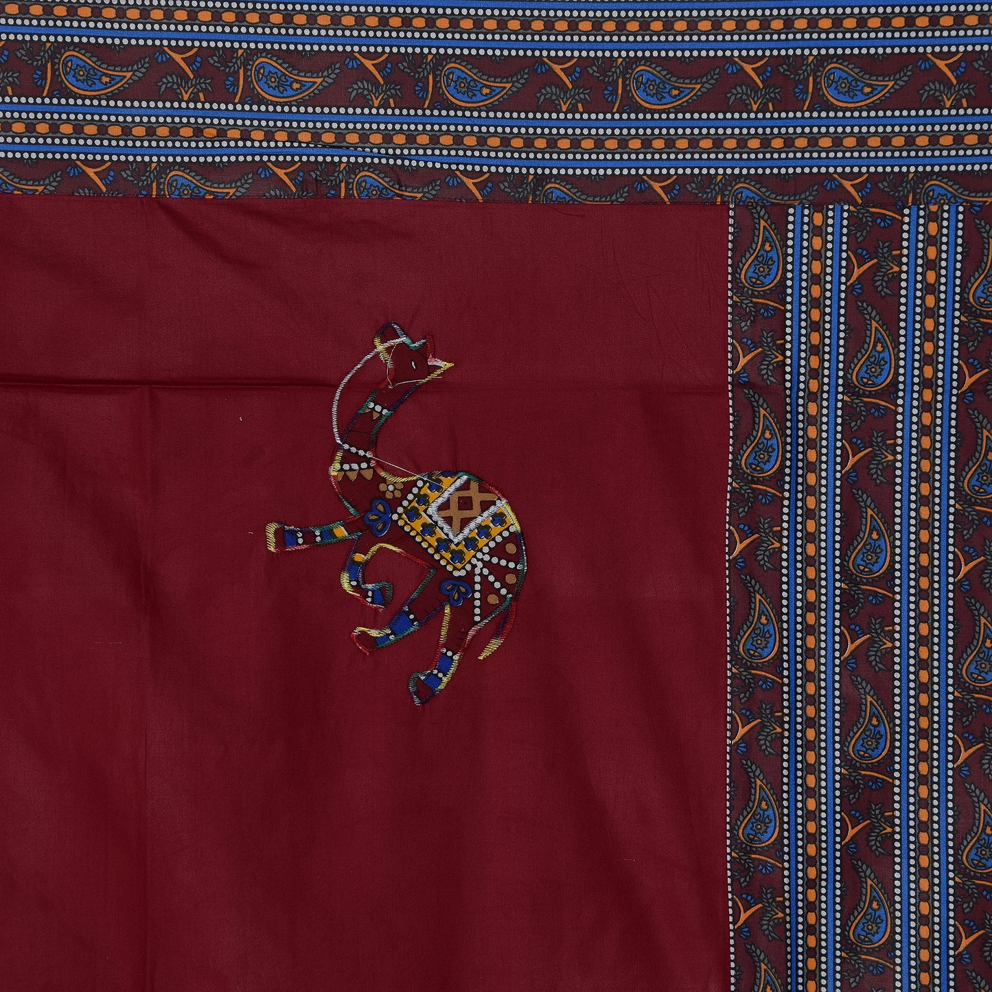 Patch Work 100% Cotton Deewan Set (1 Bedsheet + 2 Bolster Covers + 5 Cushion Covers), Handcrafted & Soft Fabric - HLB02