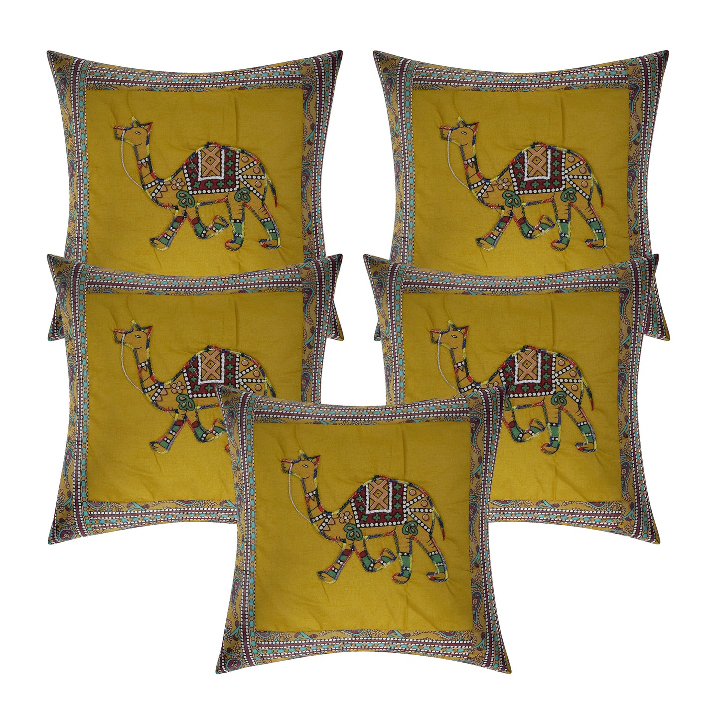 Patch Work 100% Cotton Deewan Set (1 Bedsheet + 2 Bolster Covers + 5 Cushion Covers), Handcrafted & Soft Fabric - HLB02