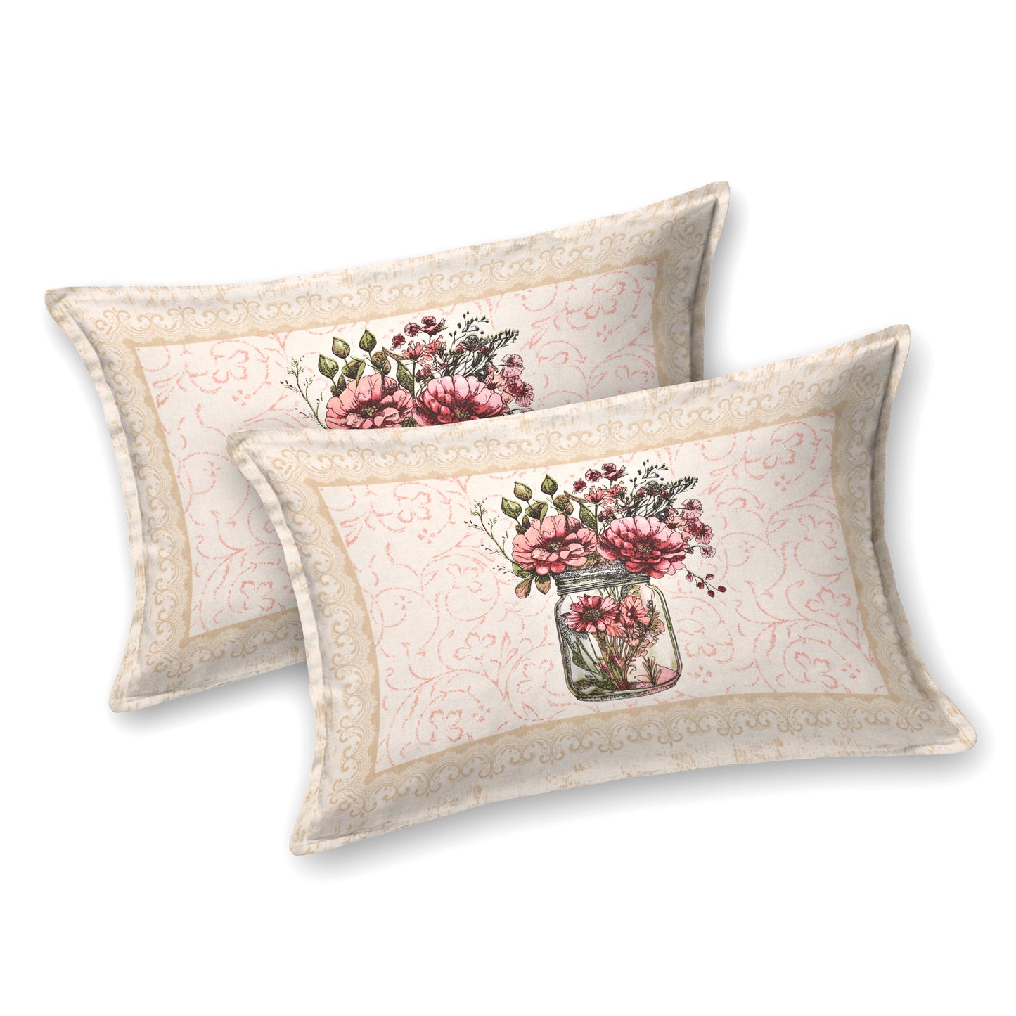 100/108 Photo Frame Viscose Mix Super King Size Double Bedsheet with 2 Pillow Covers, Artistic Prints & Soft Fabric - HLB29
