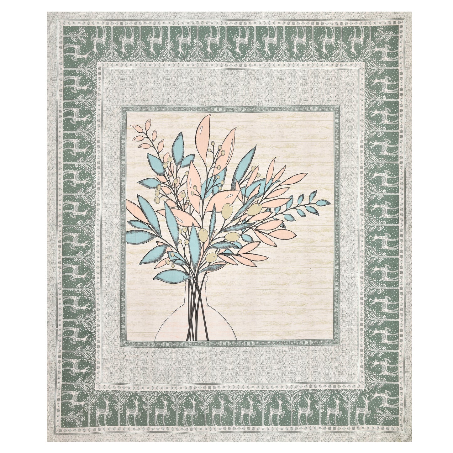 100/108 Photo Frame Viscose Mix Super King Size Double Bedsheet with 2 Pillow Covers, Artistic Prints & Soft Fabric - HLB29