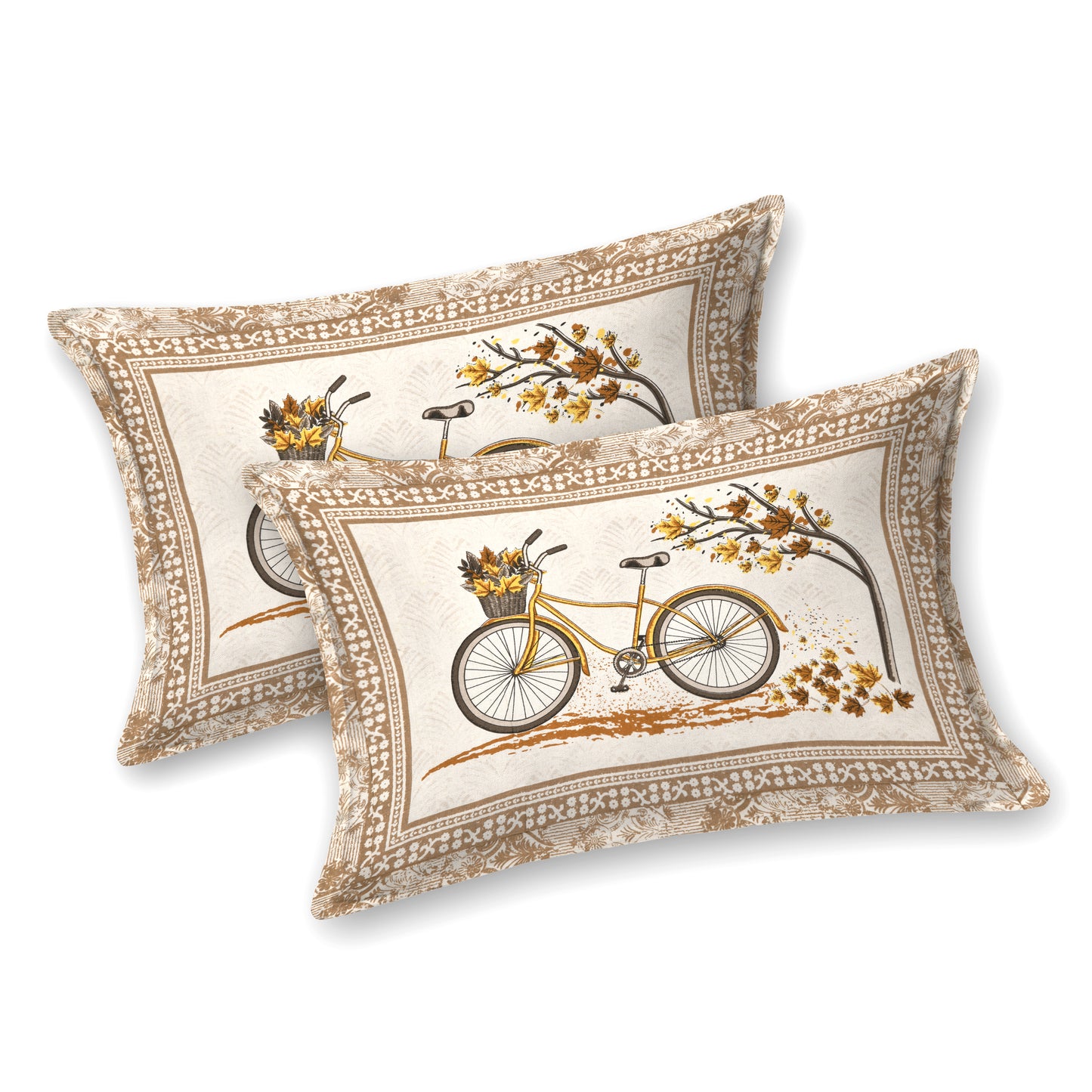 100/108 Photo Frame Viscose Mix Super King Size Double Bedsheet with 2 Pillow Covers, Artistic Prints & Soft Fabric - HLB29