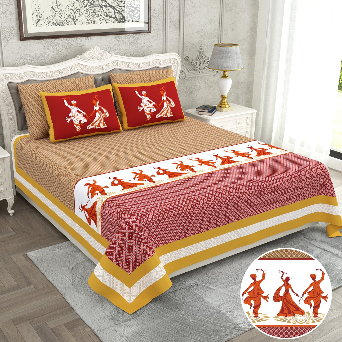 120/120 Raider 100% Cotton Super Jumbo King Size Double Bedsheet with 2 Pillow Covers, Luxurious & Skin-Friendly Fabric - HLB78
