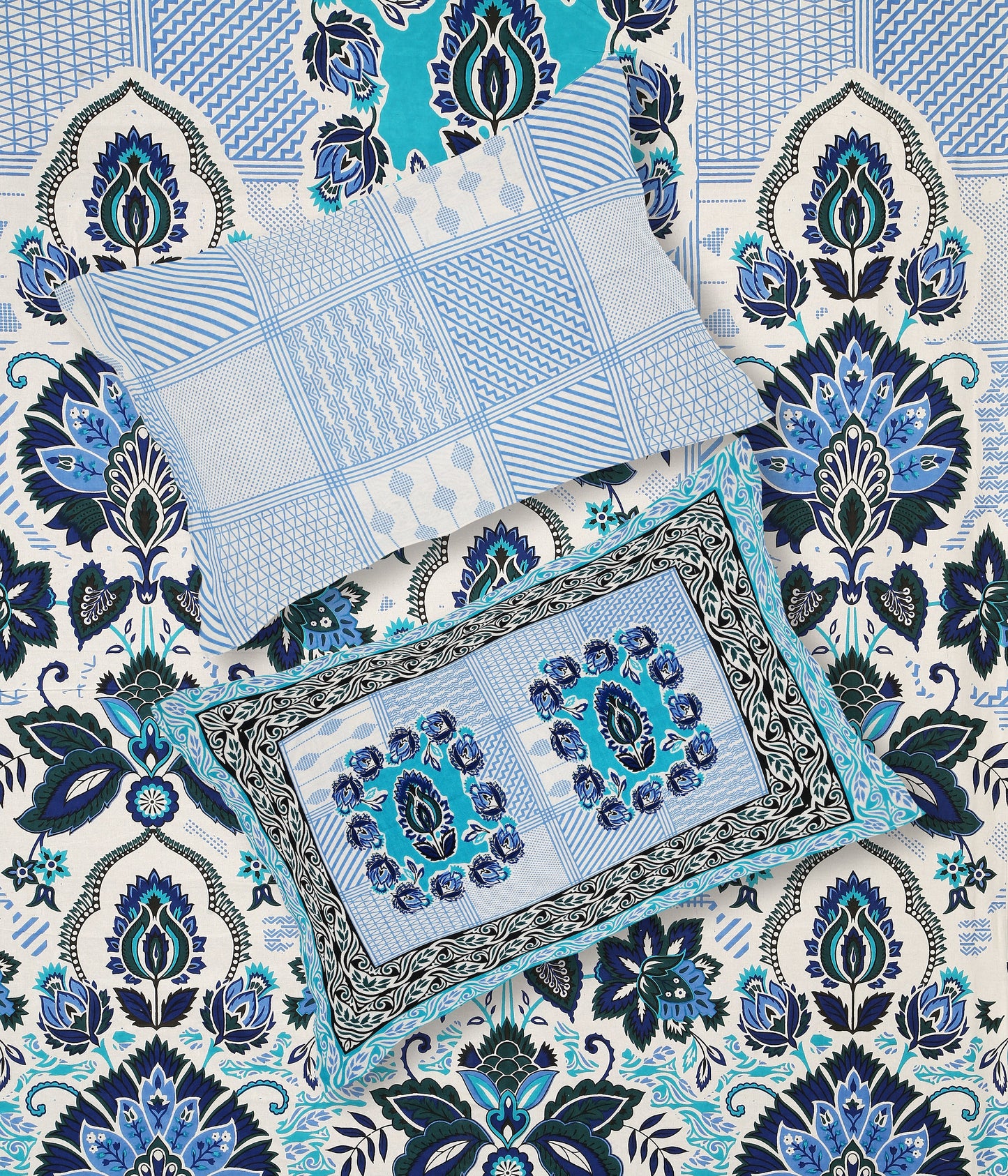 108/108 Rajwadi Viscose Mix Jumbo Size Double Bedsheet with 2 Pillow Covers, Rich Look & Vibrant Design - HLB61